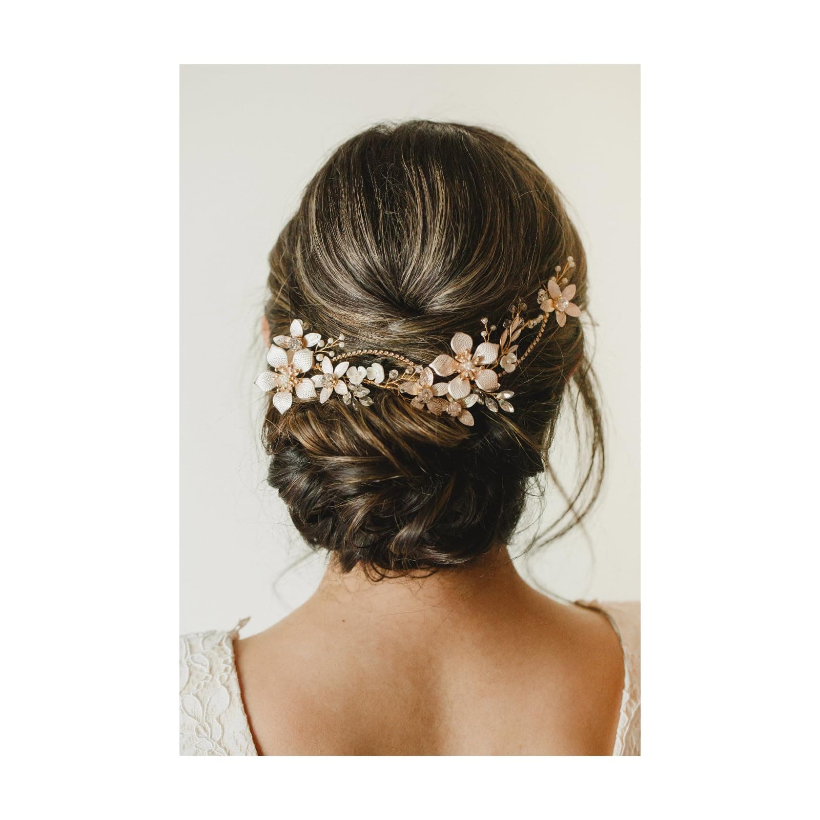 SWEETV Gold Bridal Headpieces for Bride Flower Wedding Headband Hair Vine Crystal Hair Accessories for Women