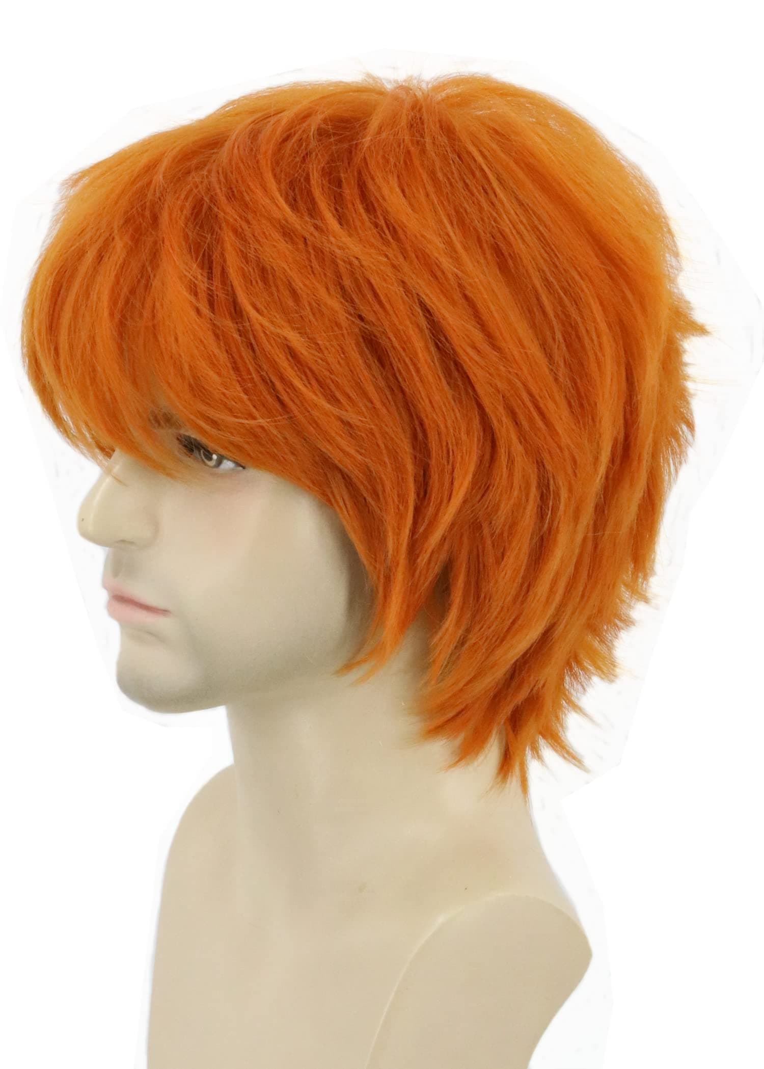 Topcosplay Anime Short Wig Orange Free Bangs Halloween Cosplay Costumes Wig for Men or Women