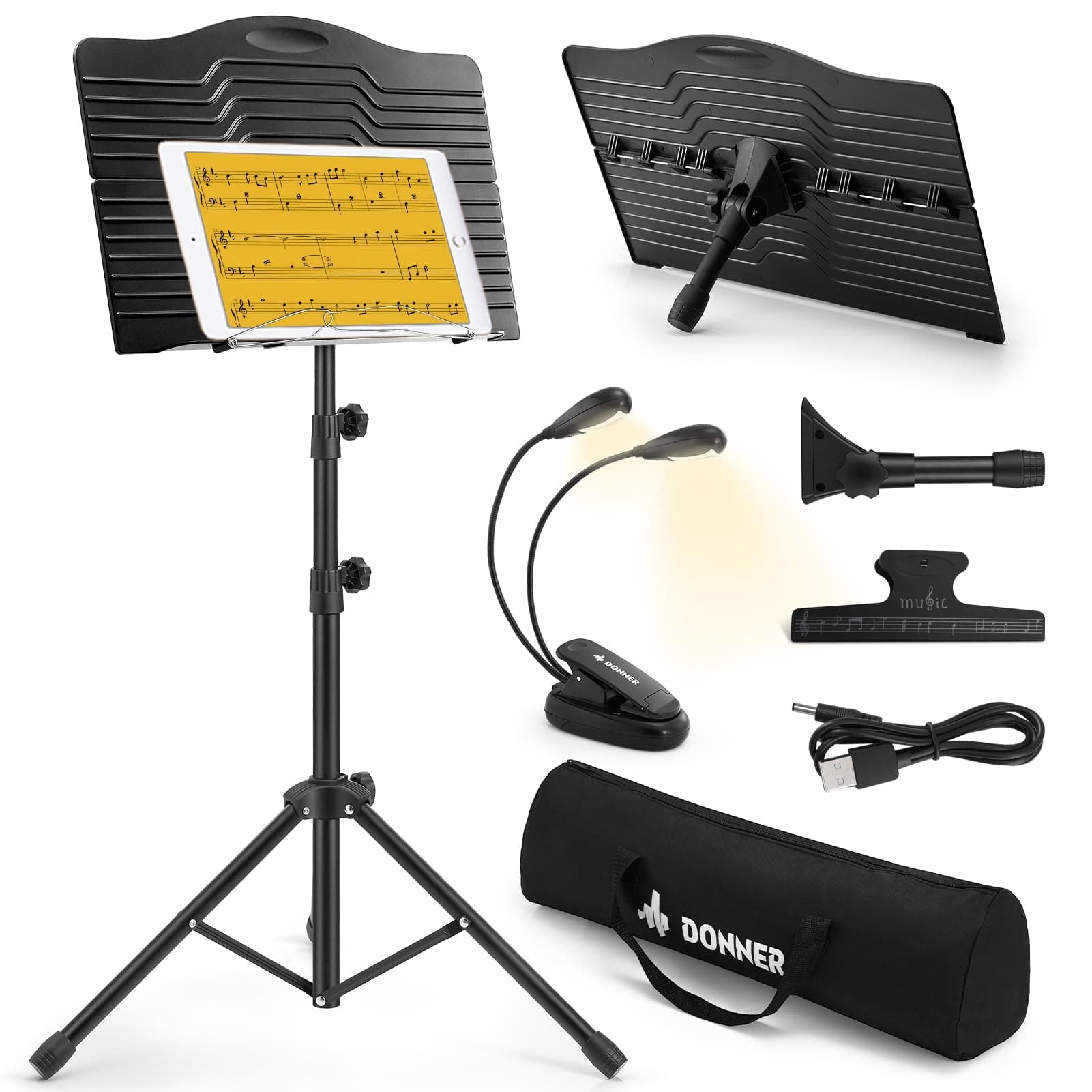 Donner Sheet Music Stand DMS-1 Folding Travel Metal Music Stand With Carrying Bag