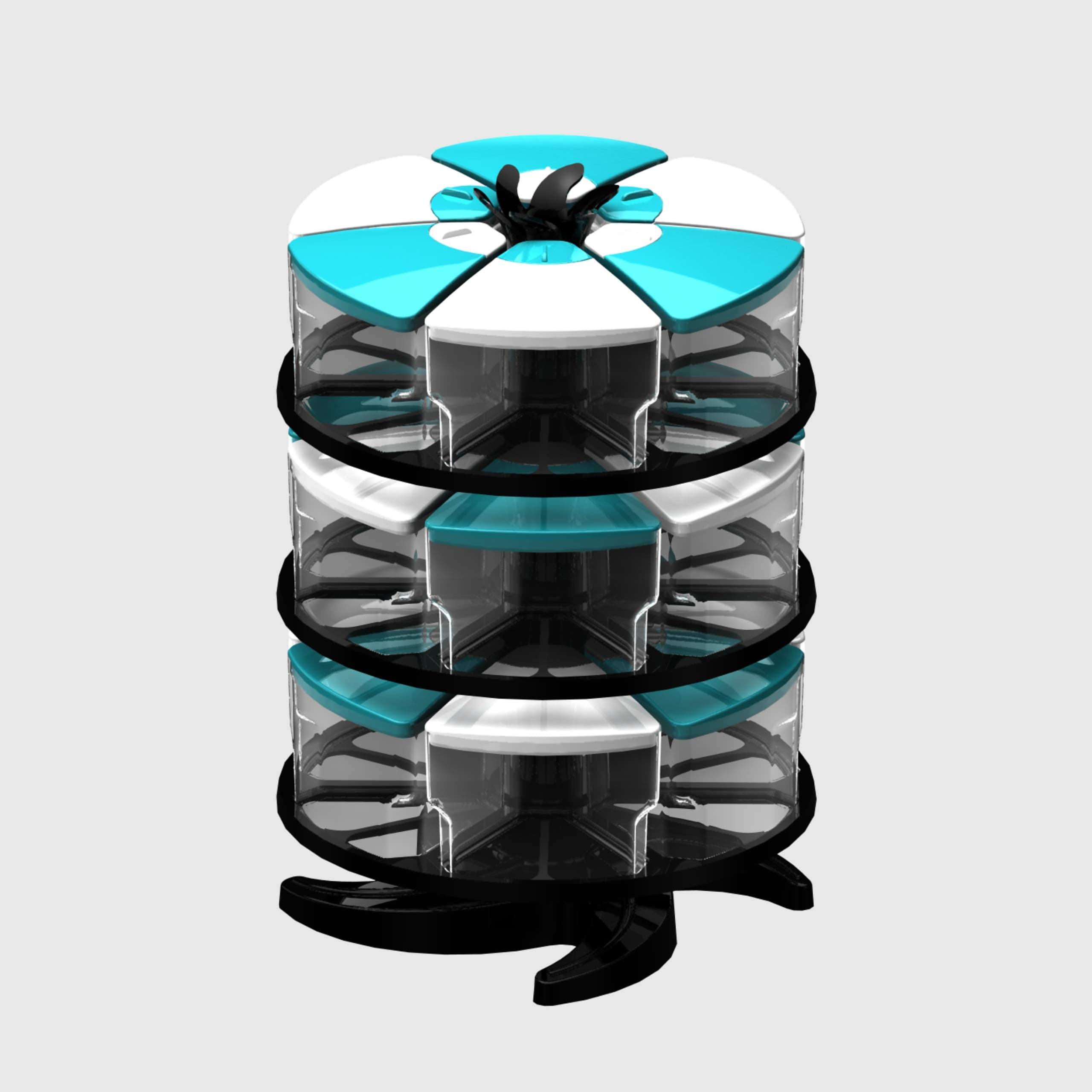 PRAMUKH FASHION 360° Spice Rack Set of 18 Piece 3 Layer Spice Set -Plastic White and Blue-18