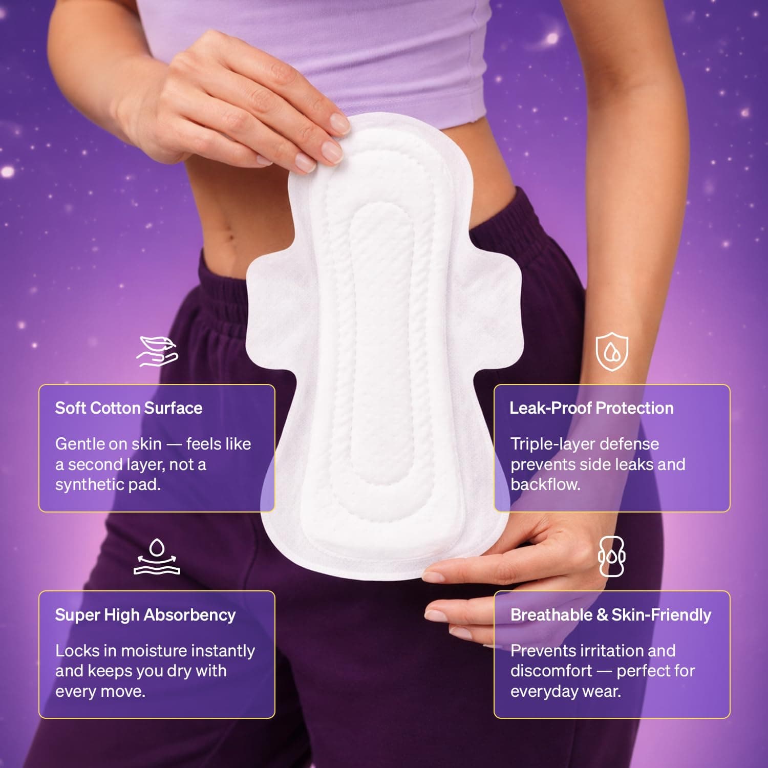 Namyaa Sanitary Pads XXL 320mm – Extra Long, Ultra Thin, Winged & Leak-Proof Pads for Heavy Flow – Breathable, Rash-Free Comfort (40 Pads)
