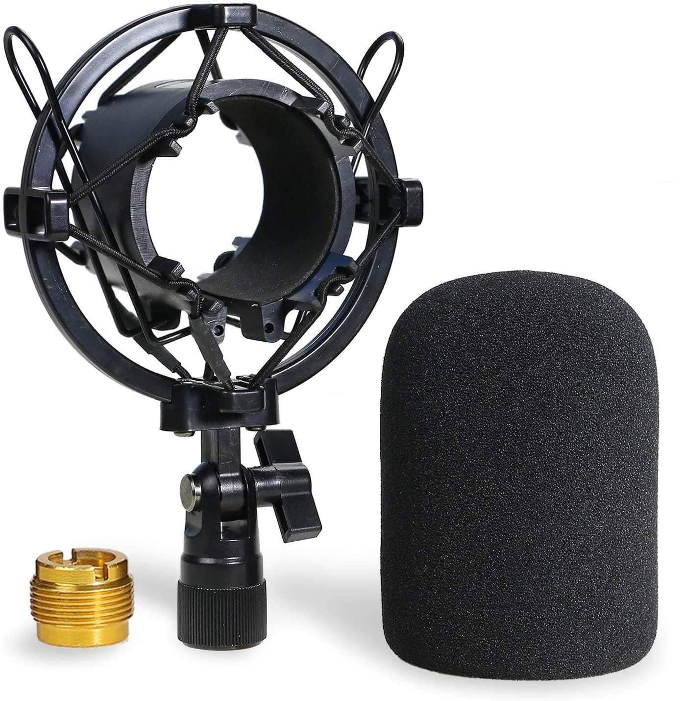 YOUSHARES AT2020 Foam Windscreen with Shock Mount Clamp Clip for Audio Technica 2020 USB Mic, Pop Filter Holder Anti-Vibration Shockmount for Reduces Vibration Noise and Improve Recording Quality