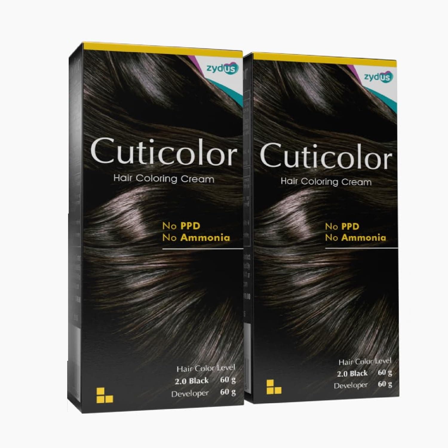 Cuticolor Permanent Hair Color Cream| Dr prescribed| Eco Mechanism for Preserving Scalp Health| No Ammonia| No PPD| Enriched with Portulaca & Boseivela Extracts - Black (120g) | Pack Of 2