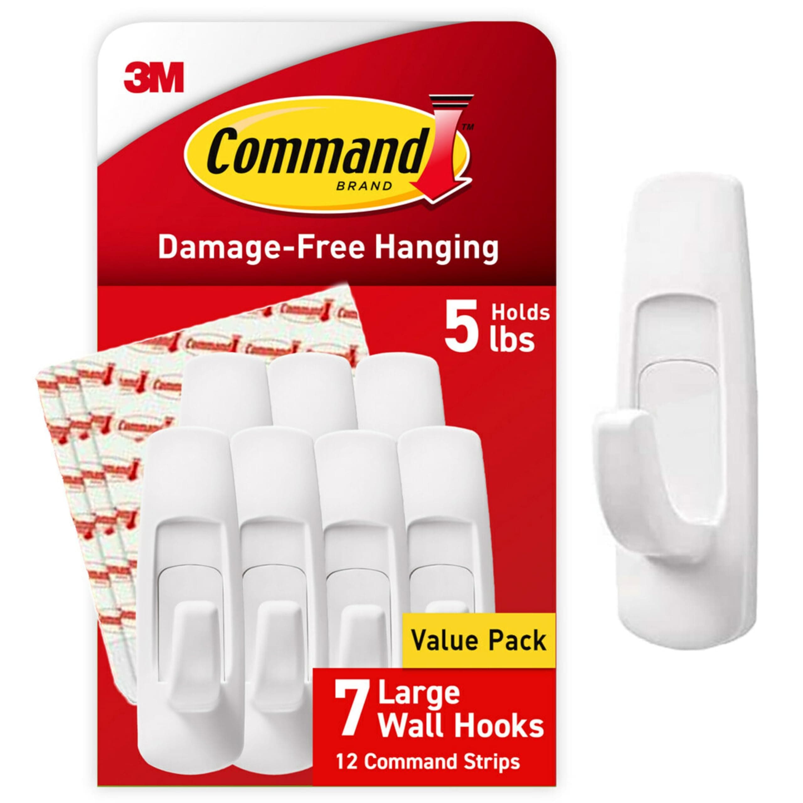 Command by 3M Multi-Function Hooks, White, Strong and Versatile, 7 Hooks, Value Pack (GP003-7NA)