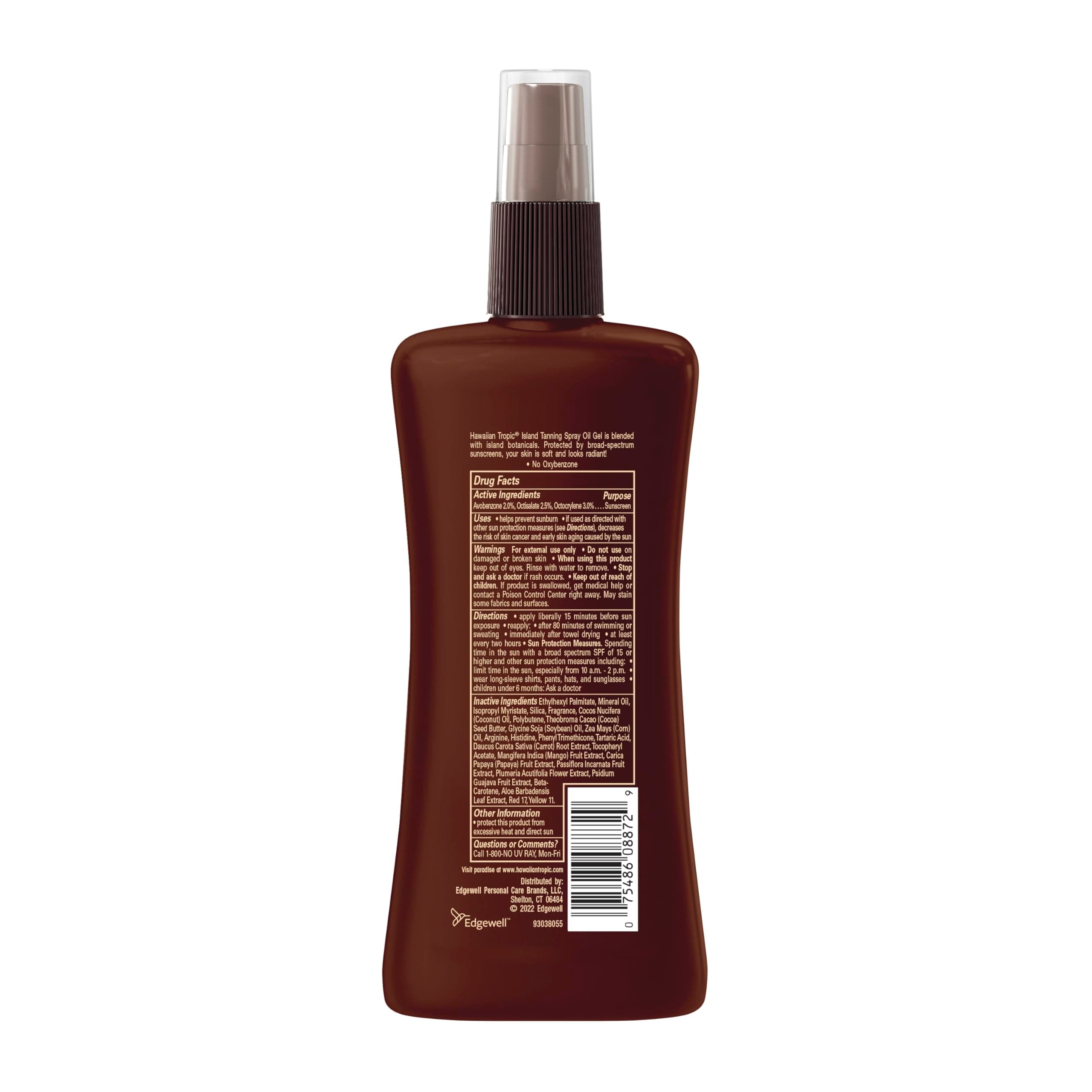 Hawaiian Tropic Sunscreen Protective Tanning Dry Oil Broad Spectrum Sun Care Sunscreen Spray - SPF 15, 8 Ounce