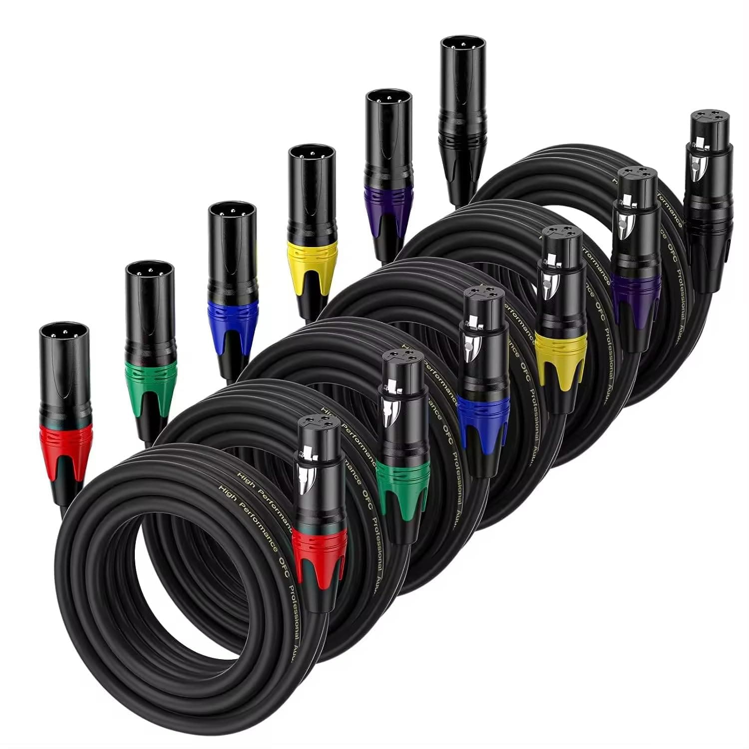 Imaginea 10Mtr XLR Cable | Pack of 6 | Microphone Cable | Male to Female Balanced Mic Cable | Gold Plated 3 Pin Audio Cable for Speaker, Mixer, Guitar Patch Cable Recording, Podcast Cable