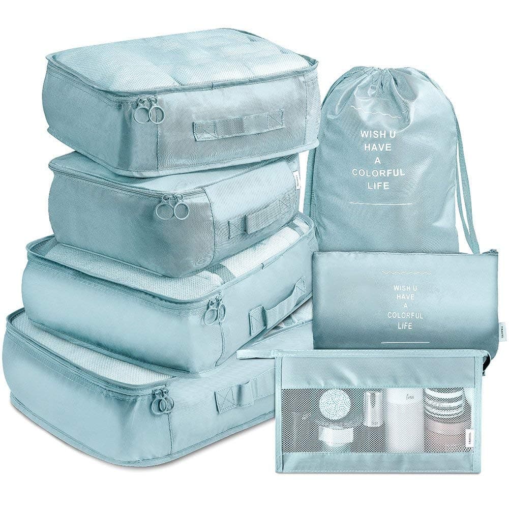 RYLAN 7 Pcs Travel Organizer Pouch Packing Cubes for Clothes Space Savers Bags Cosmetics/Underwear/Socks/Shoes Toiletry Bag Laundry Organiser