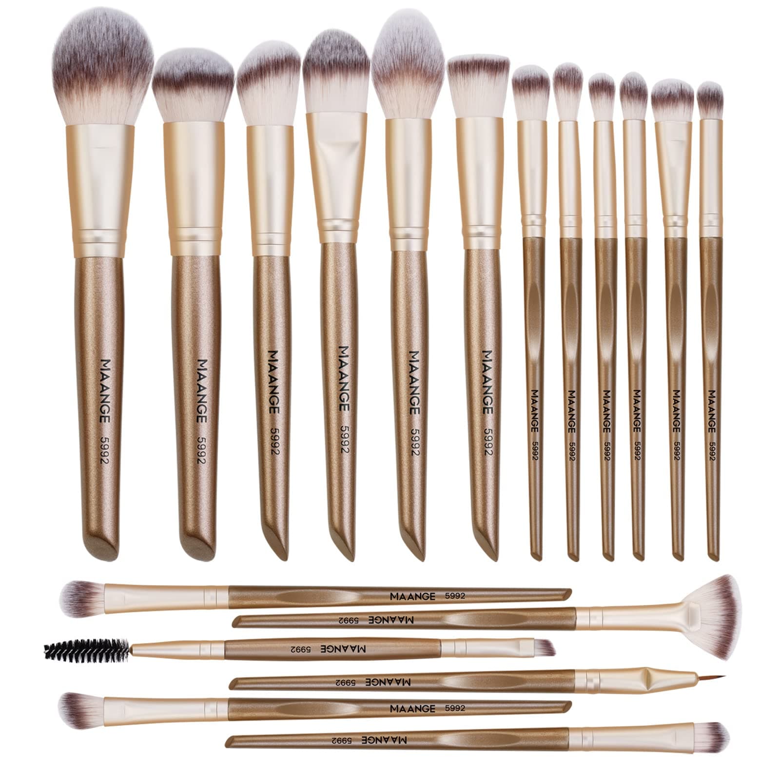 Makeup Brushes ,MAANGE 18 Pcs Professional Makeup Brushes Set Premium Synthetic Foundation Face Powder Blush Eye Shadows Travel Make Up Brushes with gift box