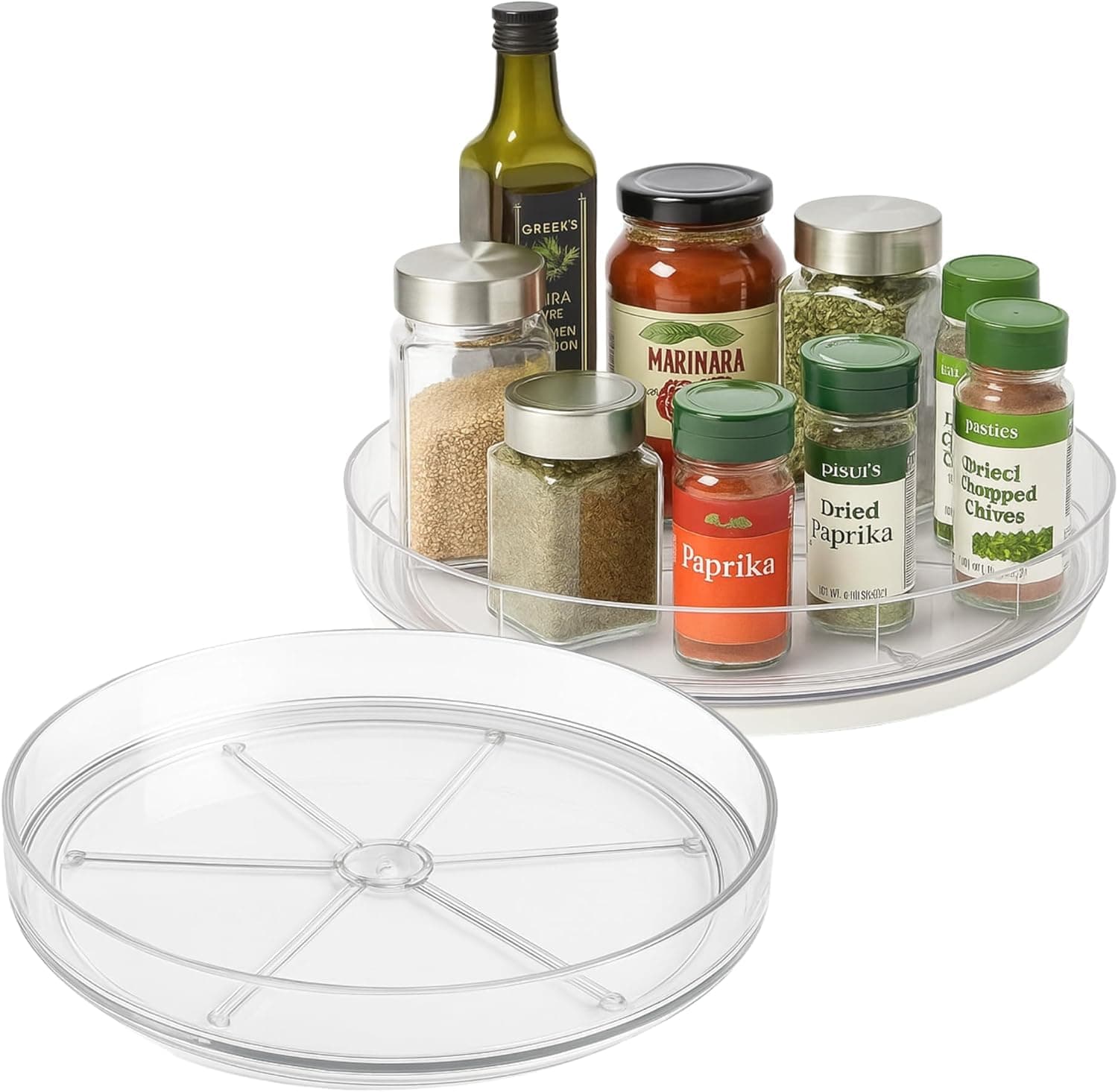 Zollyss Rotating Tray for Kitchen Organiser, 360° Rotating Lazy Susan Organiser, Spinning Tray for Kitchen Cabinets, Pantry, Spices, Makeup, Vanity & Countertop Storage, 1 Pc
