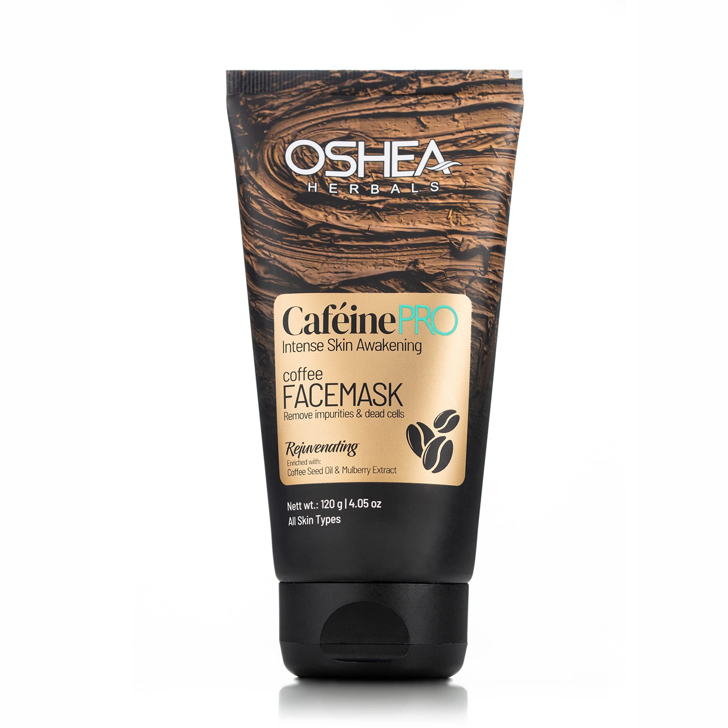 Oshea Herbals Cafeine Pro Coffee Face Mask for All Skin Types | Removes Impurities & Dead Cells | Enriched with Coffee Seed Oil & Mulberry Extracts 120 g