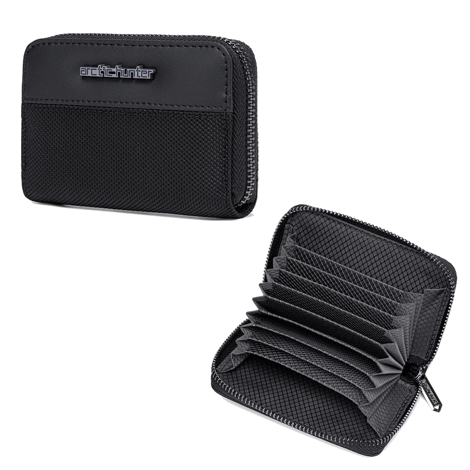 Arctic Hunter Professional 10 Slots Card Holder Organiser with Gift Box Polyester Water-Resistant Pocket Size Coin Cash ATM Credit Card Case Wallets for Men Women, Black