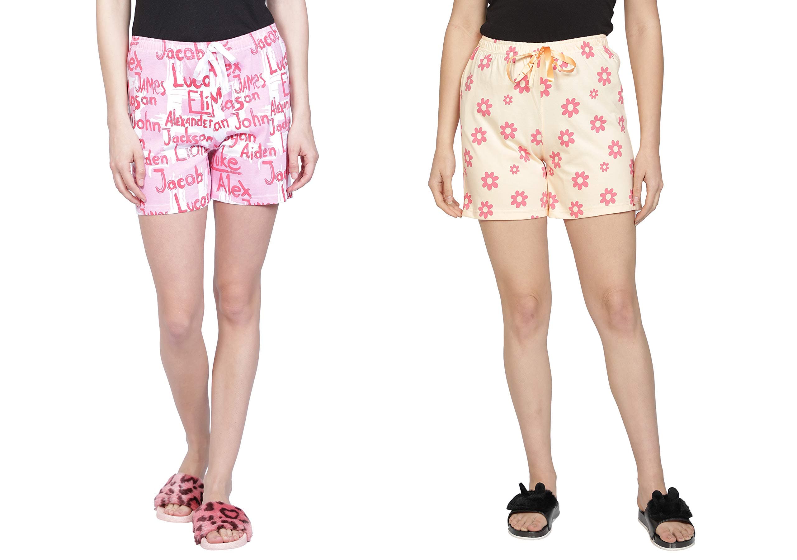 Club A9 Women's Regular Fit Cotton Printed Shorts (Multicolor,2XL) (Pack of 2) (WSCOM2_225_XXL)