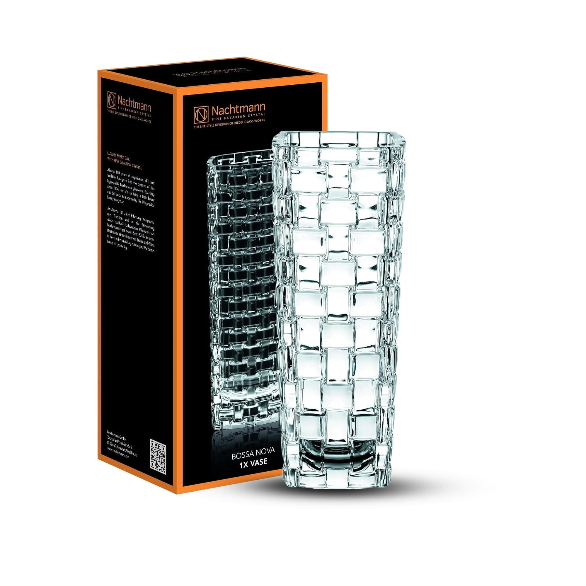 Nachtmann Bossa Nova Flower Vase, 16cm Crystal Vase, Clear Glass Home Decor Decorative Flower Vase, Living Room, Shelf, Tabletop Decoration (Imported from Germany)
