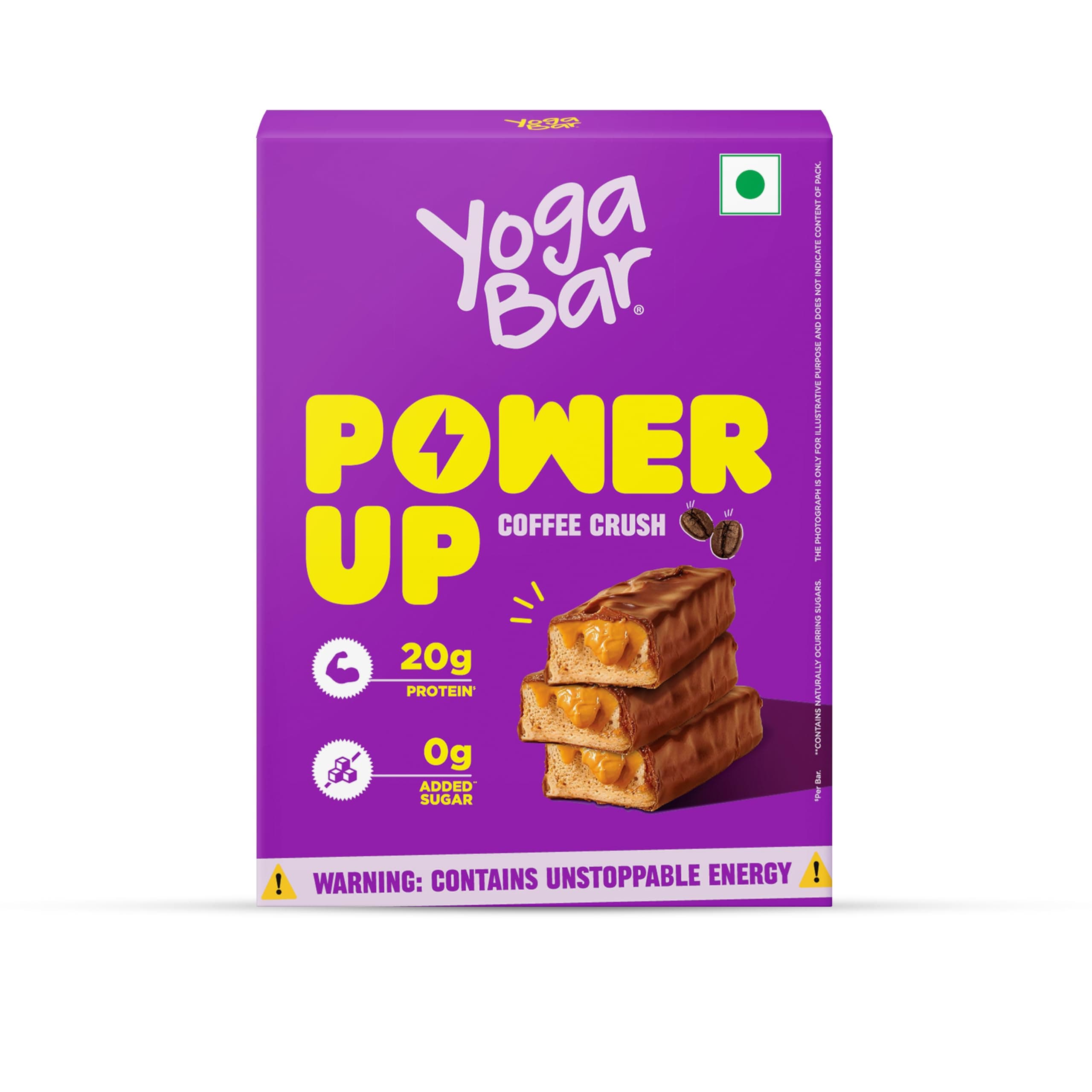 Yogabar Power Up 20G Protein Bar (10 Bars,Coffee Rush,No Added Sugar)|Least Net Carbs|Zero Added Sugar Protein Bars|High Protein Blend - Whey Protein Concentrate,Isolate,Peanuts & Soy 350g