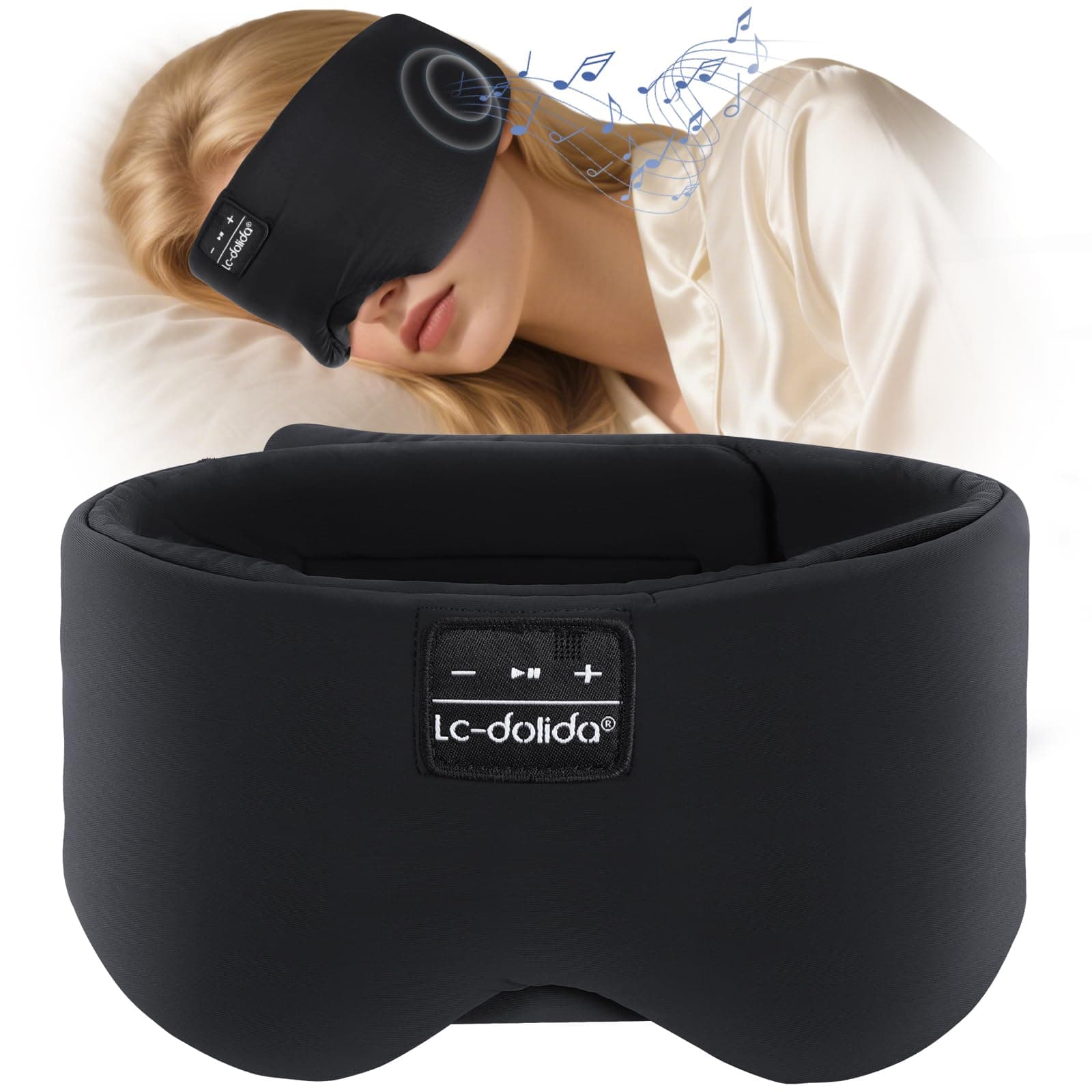 Sleep Headphones,3D Sleep Mask Bluetooth Wireless Music Eye Mask, LC-dolida Sleeping Headphones for Side Sleepers,Perfect for Sleeping, Air Travel, Meditation
