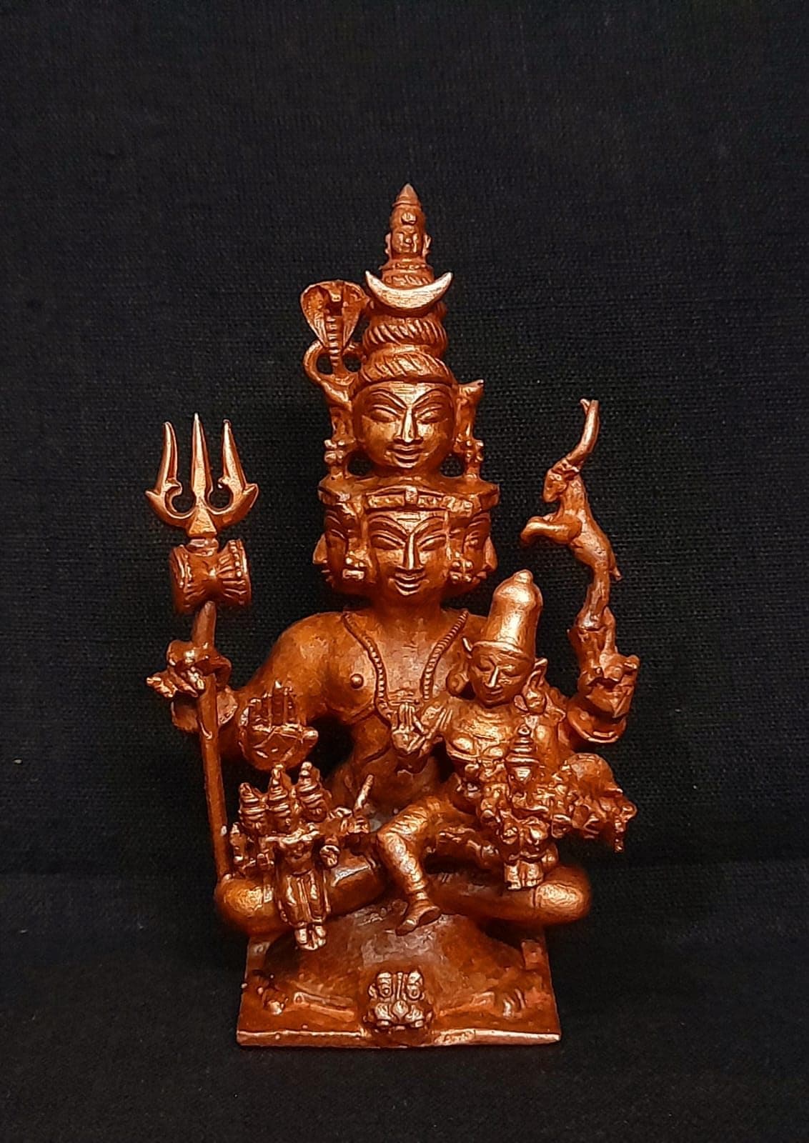 SEARCHERS PARADISE Copper God Idols Panchamuka Shiva 4 inches, 327 Grams, Pack of 1 Piece
