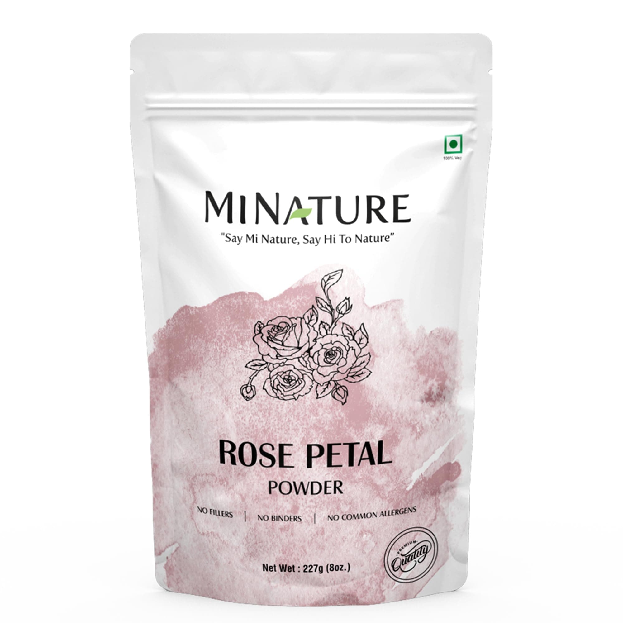 Mi Nature Rose Petal Powder 227g (8oz) | 100% Natural Rosa centifolia Flower Petal | Hydrating & Refreshing Face Pack for Cleansing & Skin Care | Resealable Zip Lock Pouch