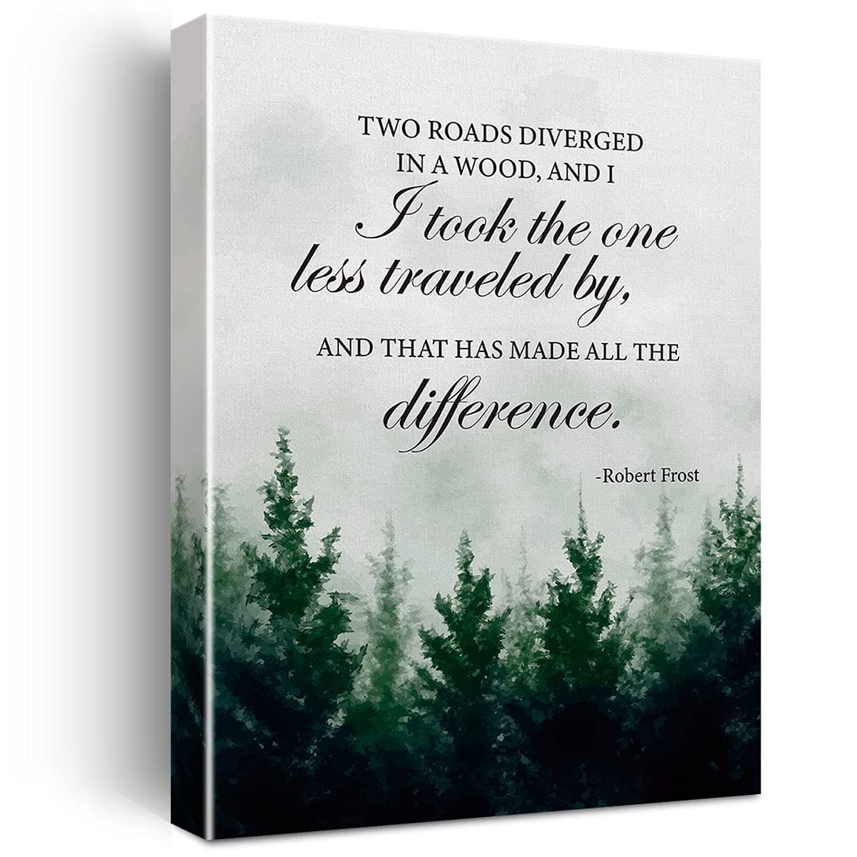 Inspirational Wall Art Colorful Farmhouse Robert Frost Quote Two Roads Diverged in a Wood Canvas Painting Prints for Home Office Wall Decor Framed Artwork Gifts(12x15 Inch)