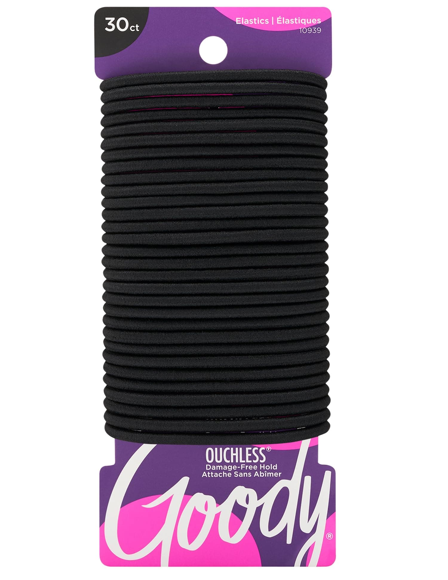 Goody WoMens Ouchless Braided Elastics, Black, 30 Count