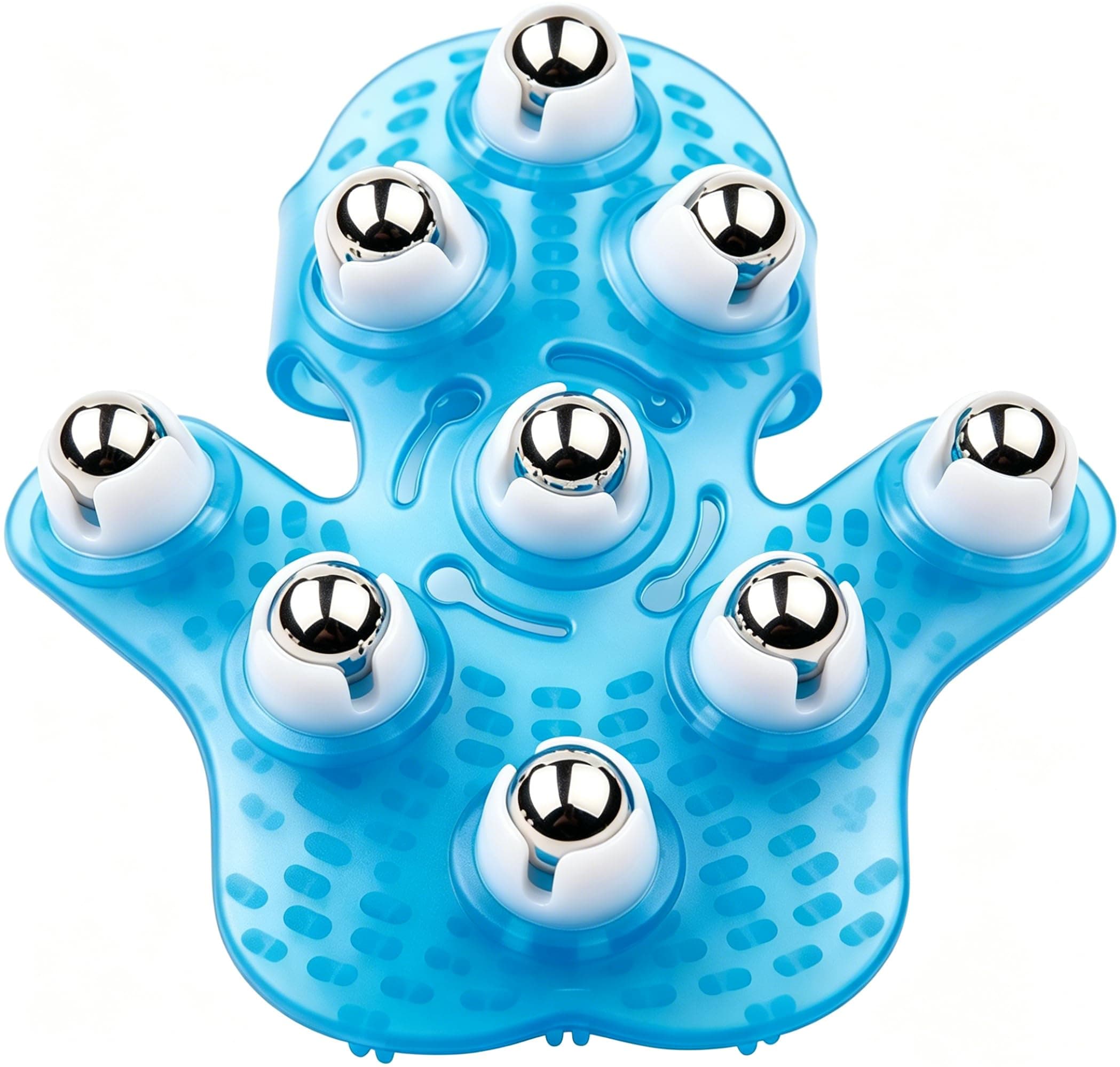 Boseen Palm Shaped 360 degree Metal Roller Massager- Handheld Body Massage Tool for Deep Tissue Stress Relief and Cellulite Reduction (Blue)