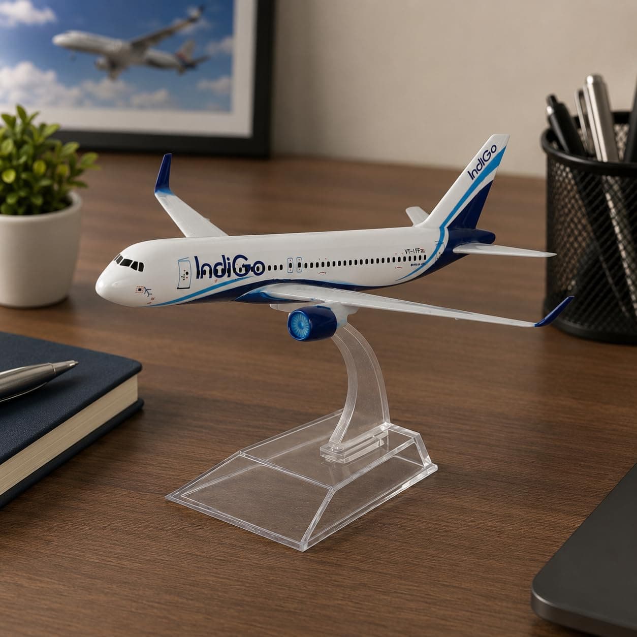 ARTVARKO Aeroplane Indigo Airways Airlines Scale Model Die Cast Metal Aircraft Highly Detailed Replica Gift For Aviation Enthusiasts 16 Cm, For Kid
