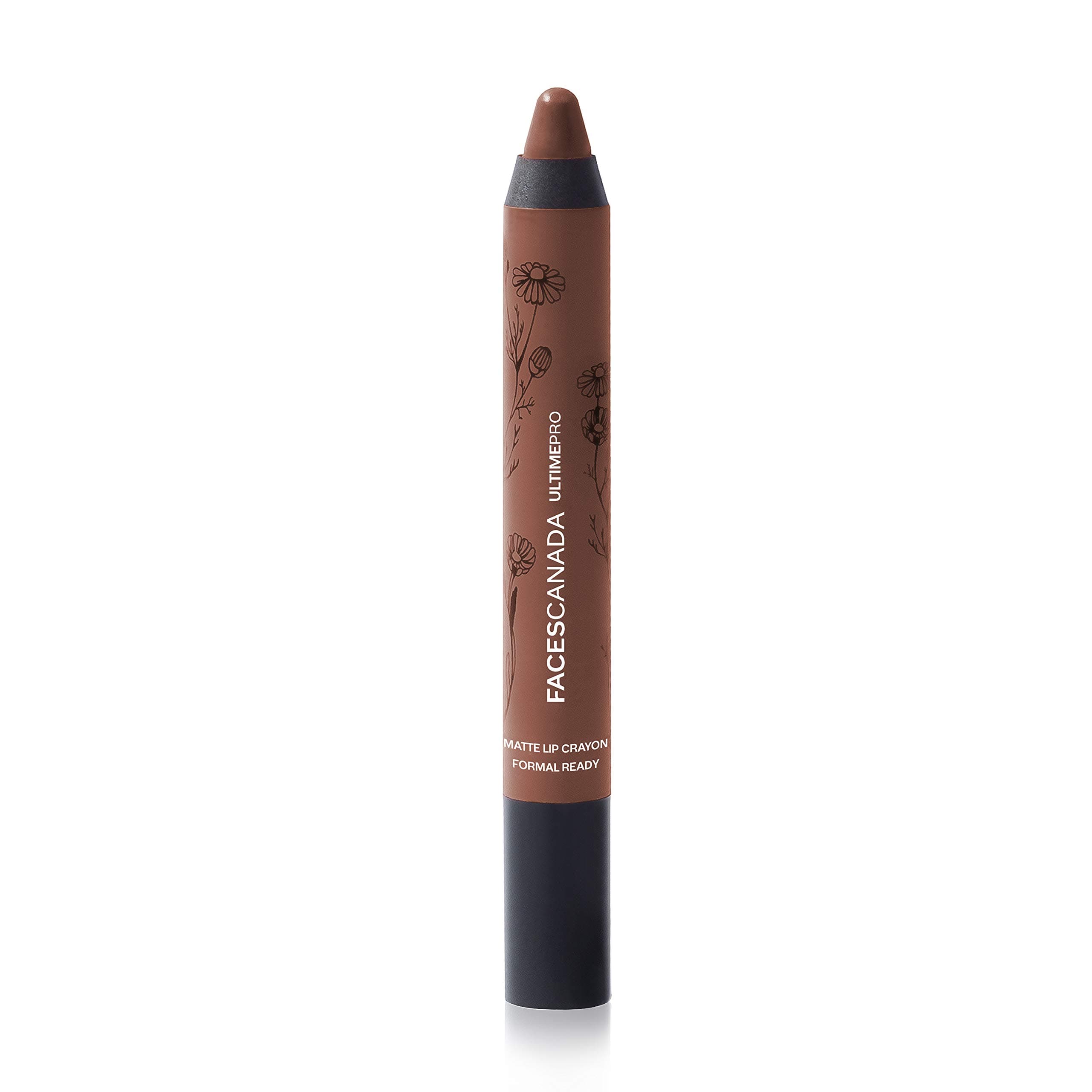 FACES CANADA Ultime Pro Matte Lip Crayon - Formal Ready (Brown), 2.8g | 8HR Long Stay | Smooth Creamy Matte Texture | Intense Color in 1 Stroke | Hydrates With Chamomile & Cocoa Butter