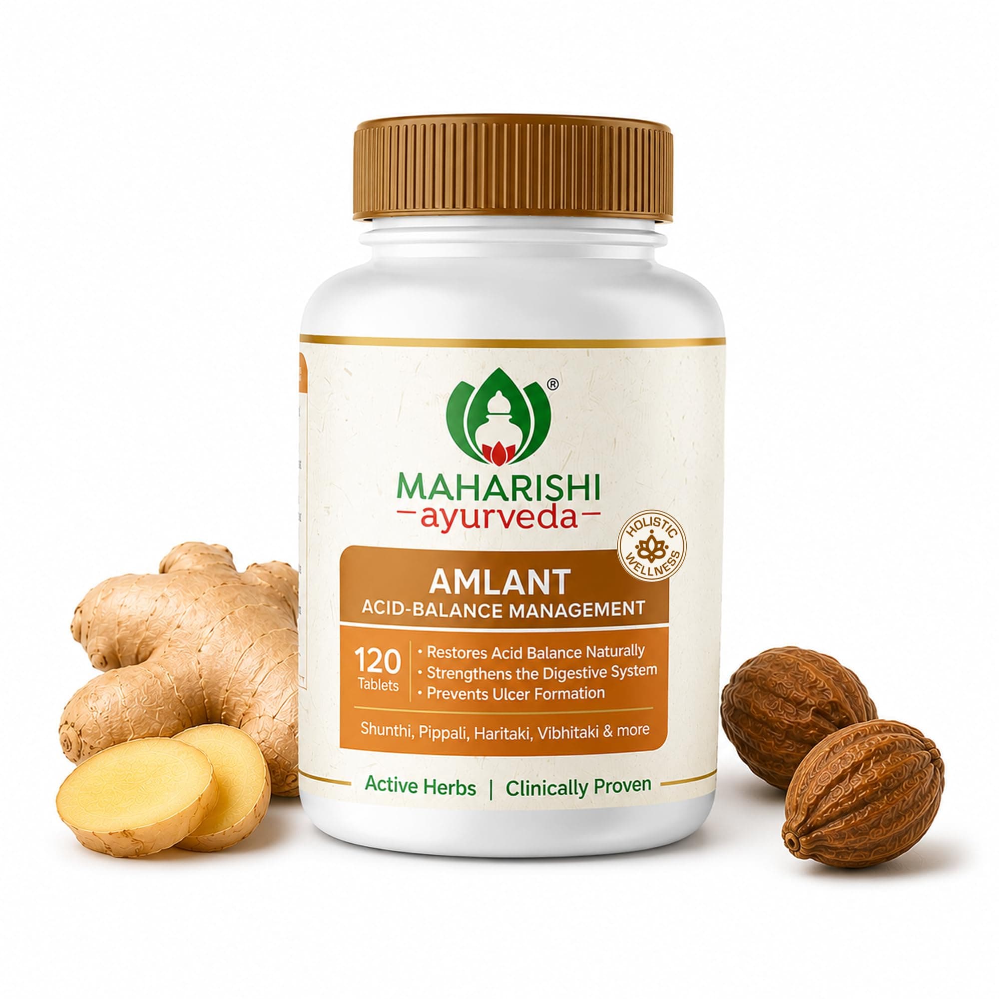 Maharishi Ayurveda Amlant | Herbal Digestive Support with Haritaki, Mulethi & 14 Herbs | Helps with Gas, Bloating & Gut Health | Ayurvedic Supplement for Daily Use | 120 Tablets | Pack of 1