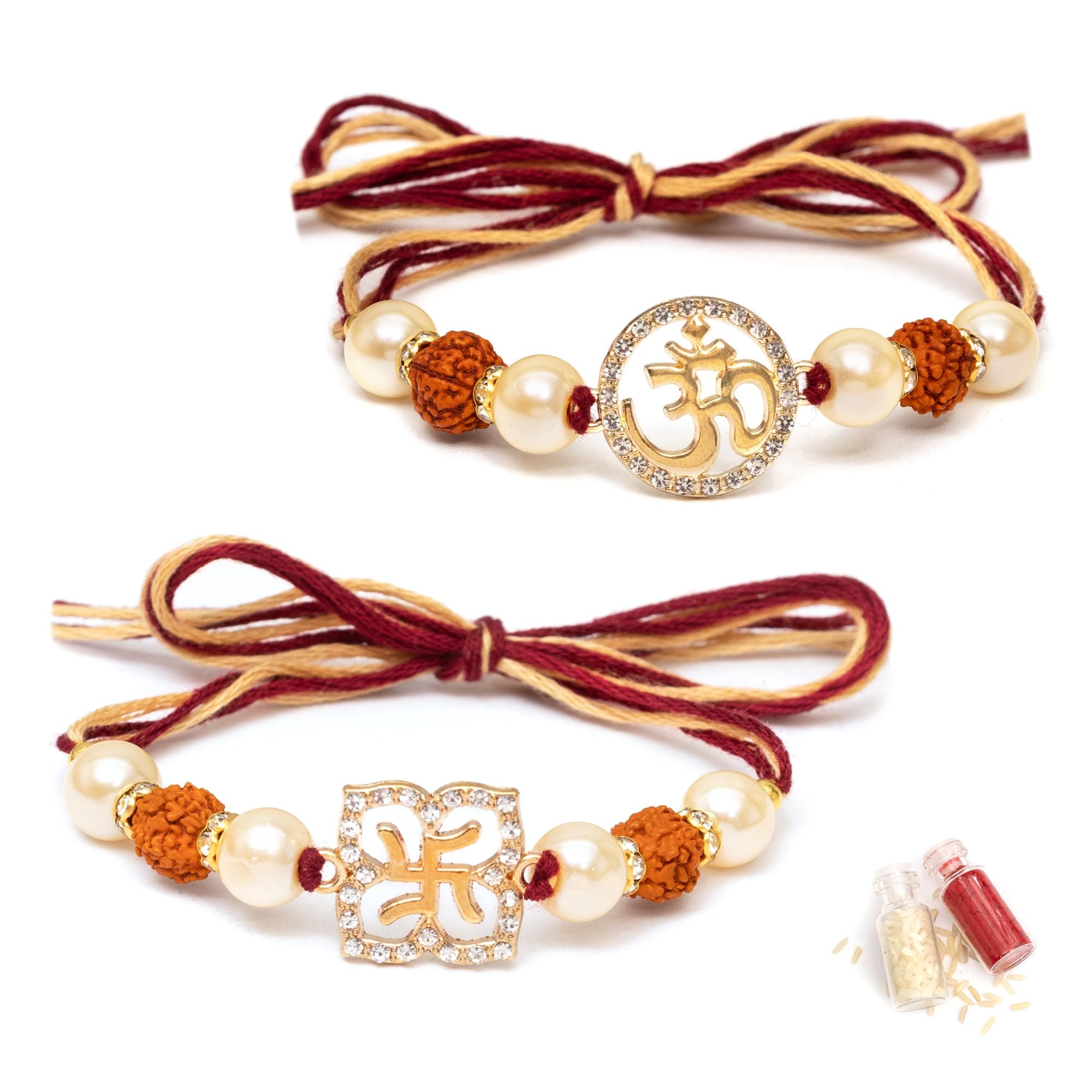 To The Nines Rakhi for Brother with Tilak Material & Greeting Card - Set of 2 Divine Rakhi