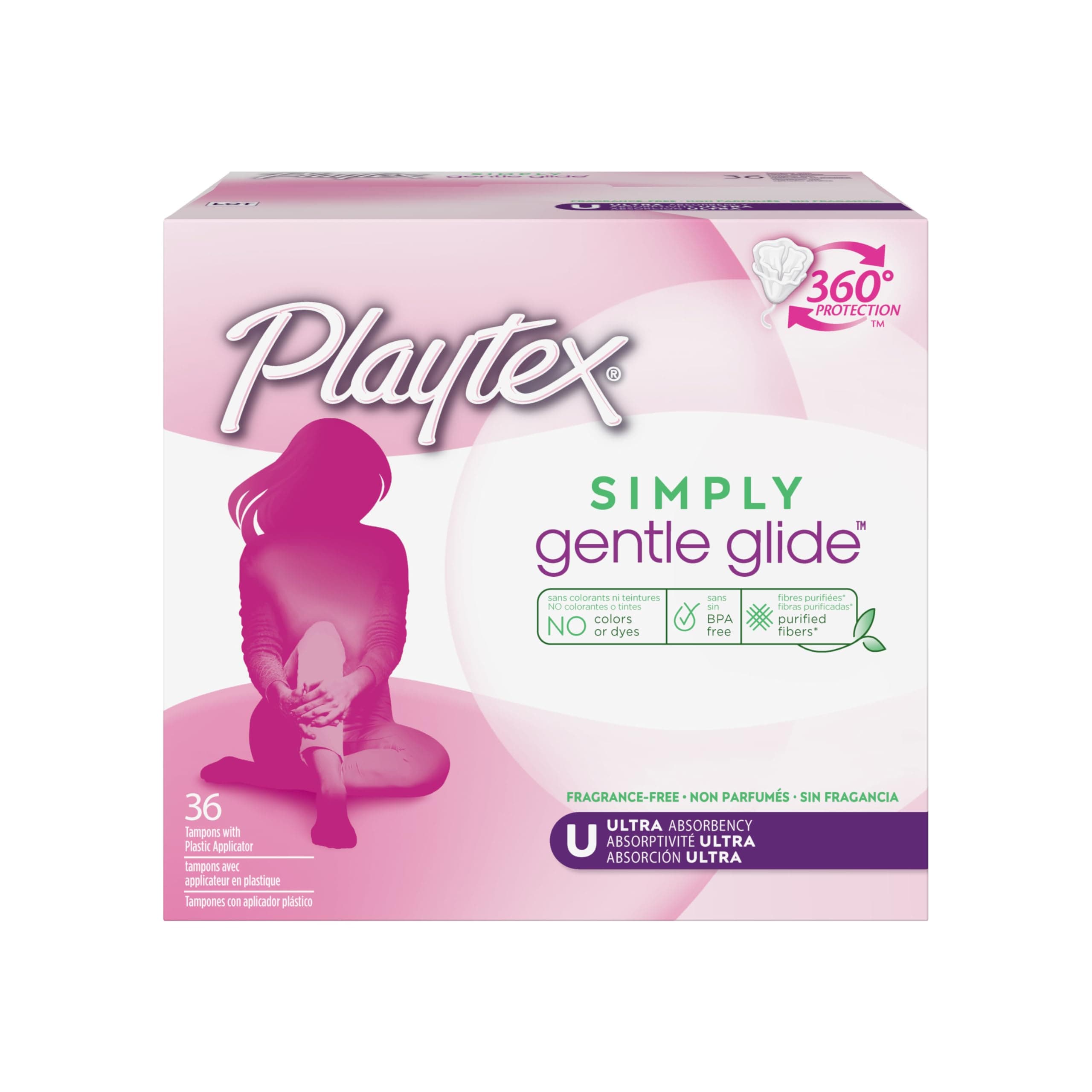 Playtex Gentle Glide Tampons with Triple Layer Protection, Ultra , Unscented - 36 Count