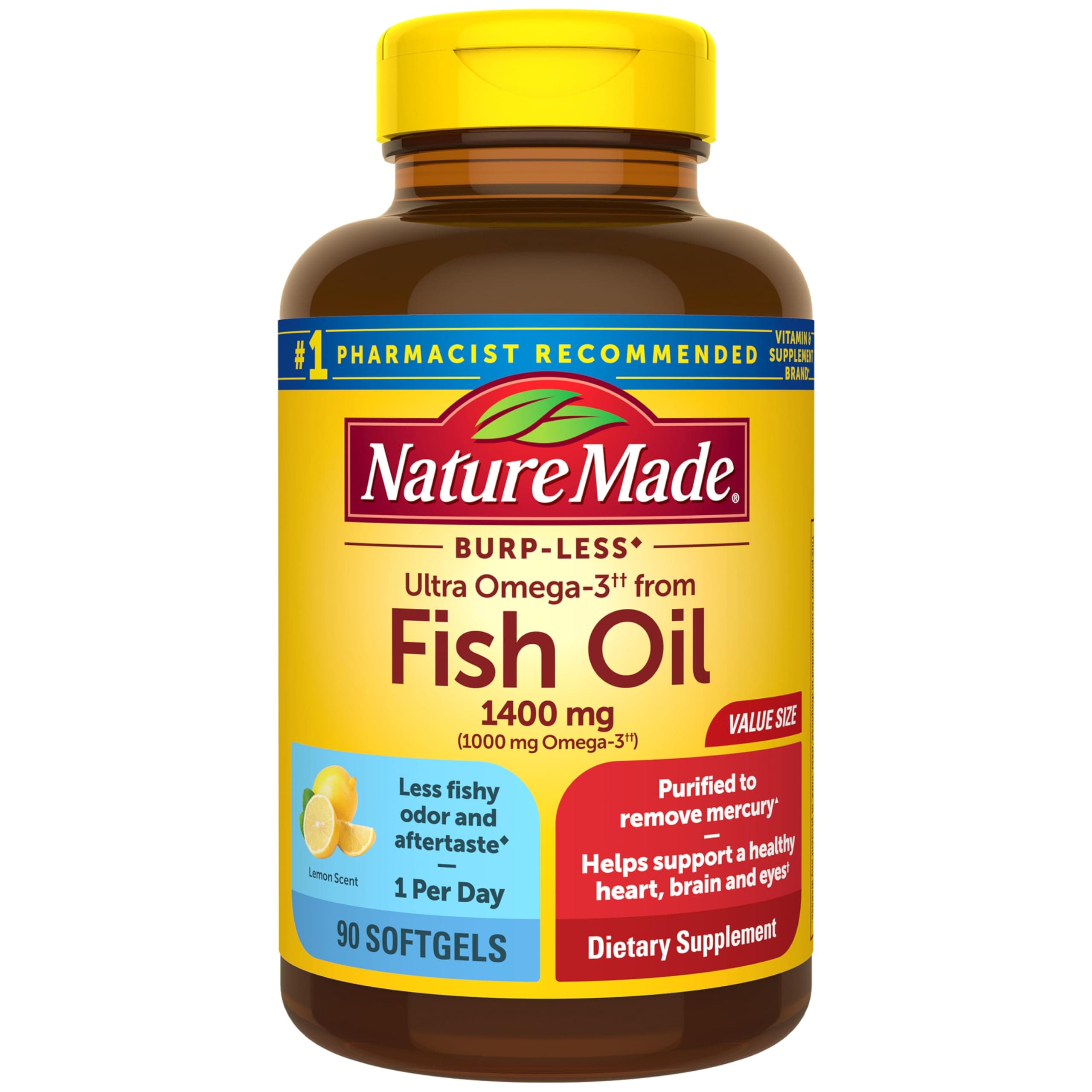 Nature Made Ultra Omega-3 Fish Oil Value Size Softgel, 1400 mg, 90 Count