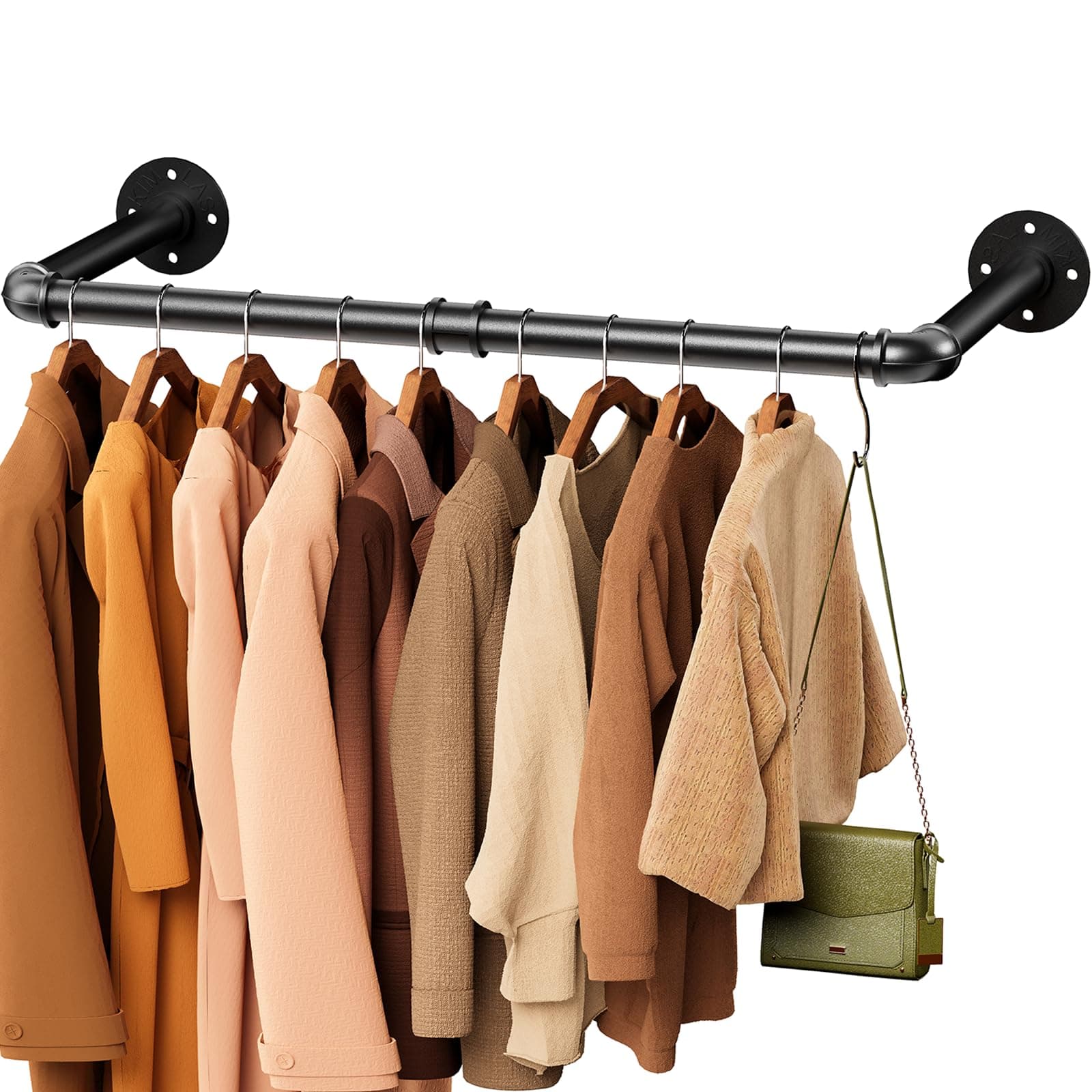Abiglifty Wall Mounted Clothes Rack 38.4 Inch, Industrial Pipe Clothing Rack, Black Wall Clothing Rack, Multi-Purpose Clothing Hanging Rod for Laundry Room, Closet Storage,Bedroom, Closet (1 Pack)