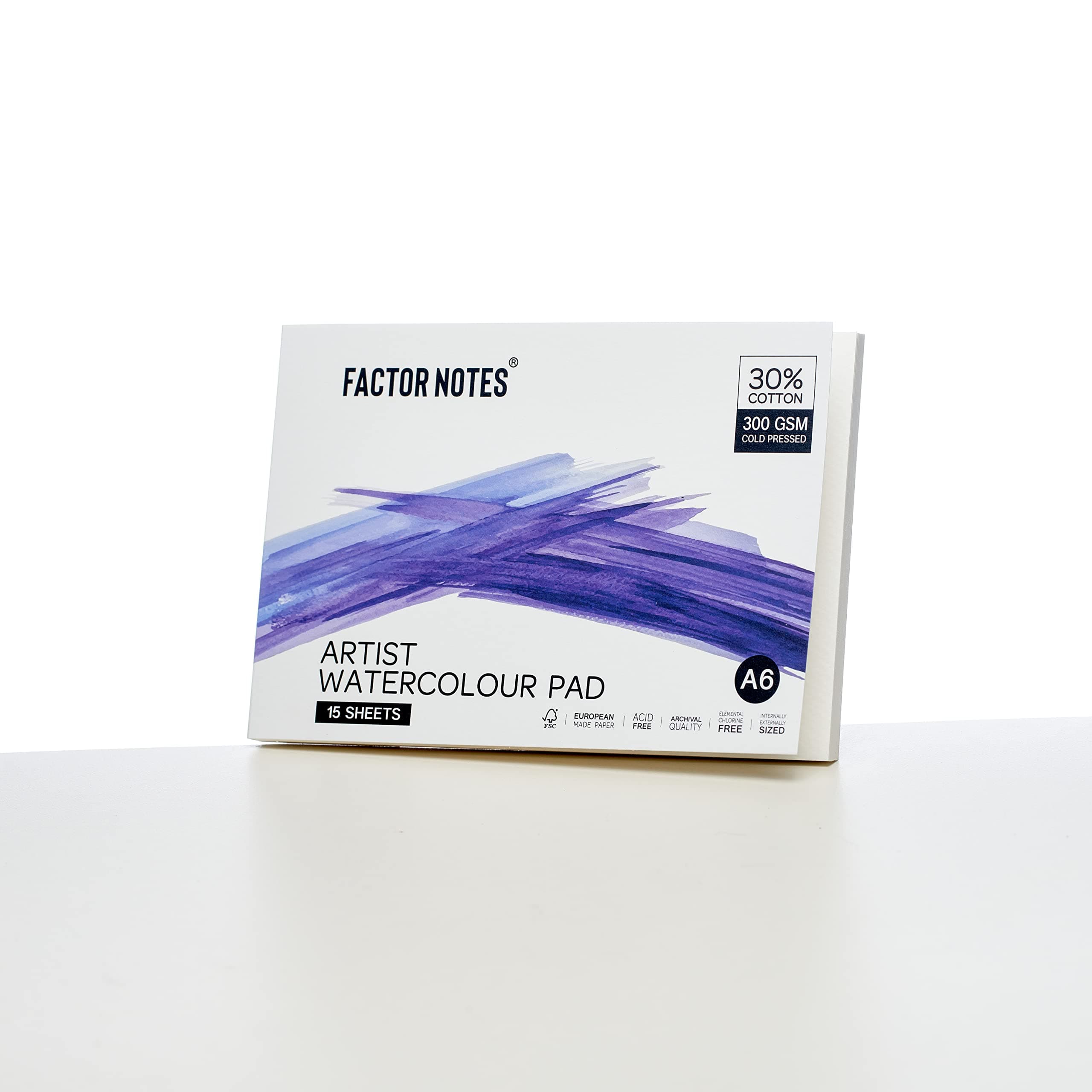 Factor Notes Artist Watercolour Pad: 30% Cotton, 300 GSM, Cold Pressed, Acid-Free Tearable Paper