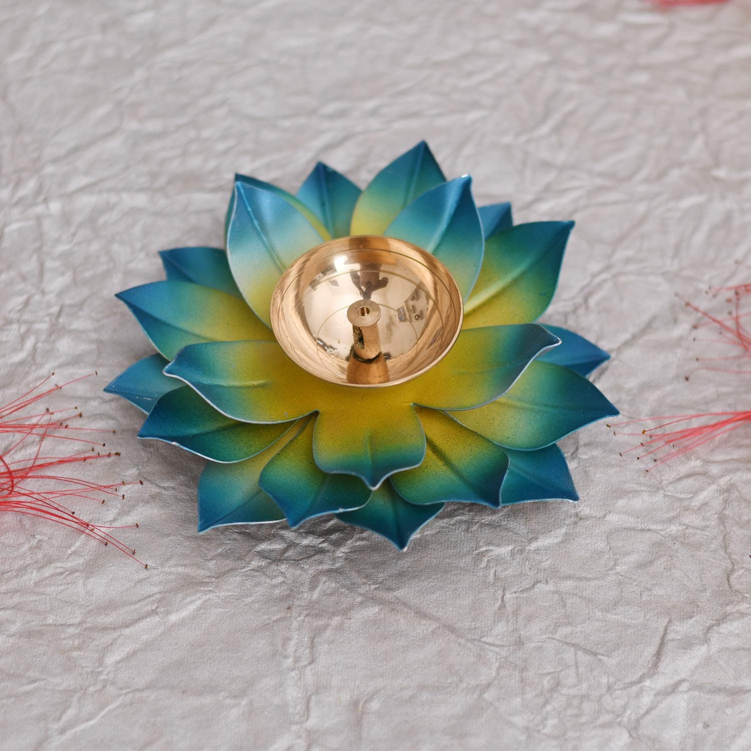 Collectible India Metal Lotus Kuber Diya