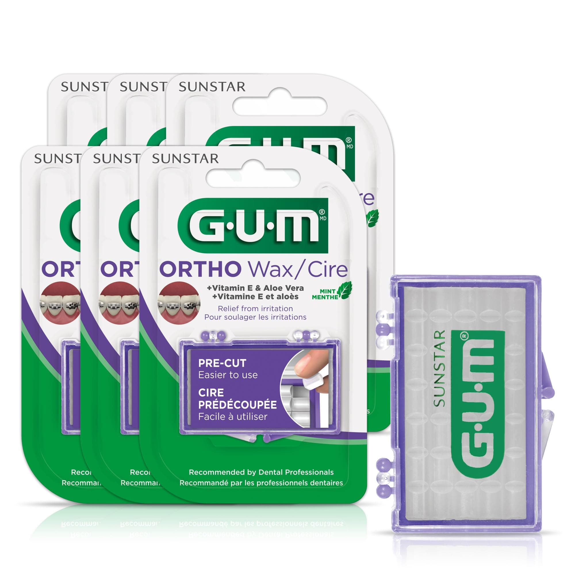 Sunstar Gum Orthodontic Wax For Braces, Mint Flavor (6 X 1 Count) 6 Packages