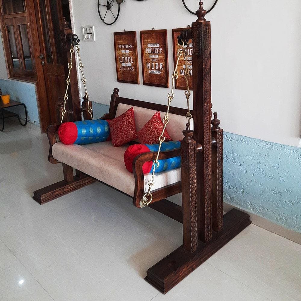 Royal Ambience Swing with Stand (Iron Chain) | Free Standing Wooden Jhula — BUJI