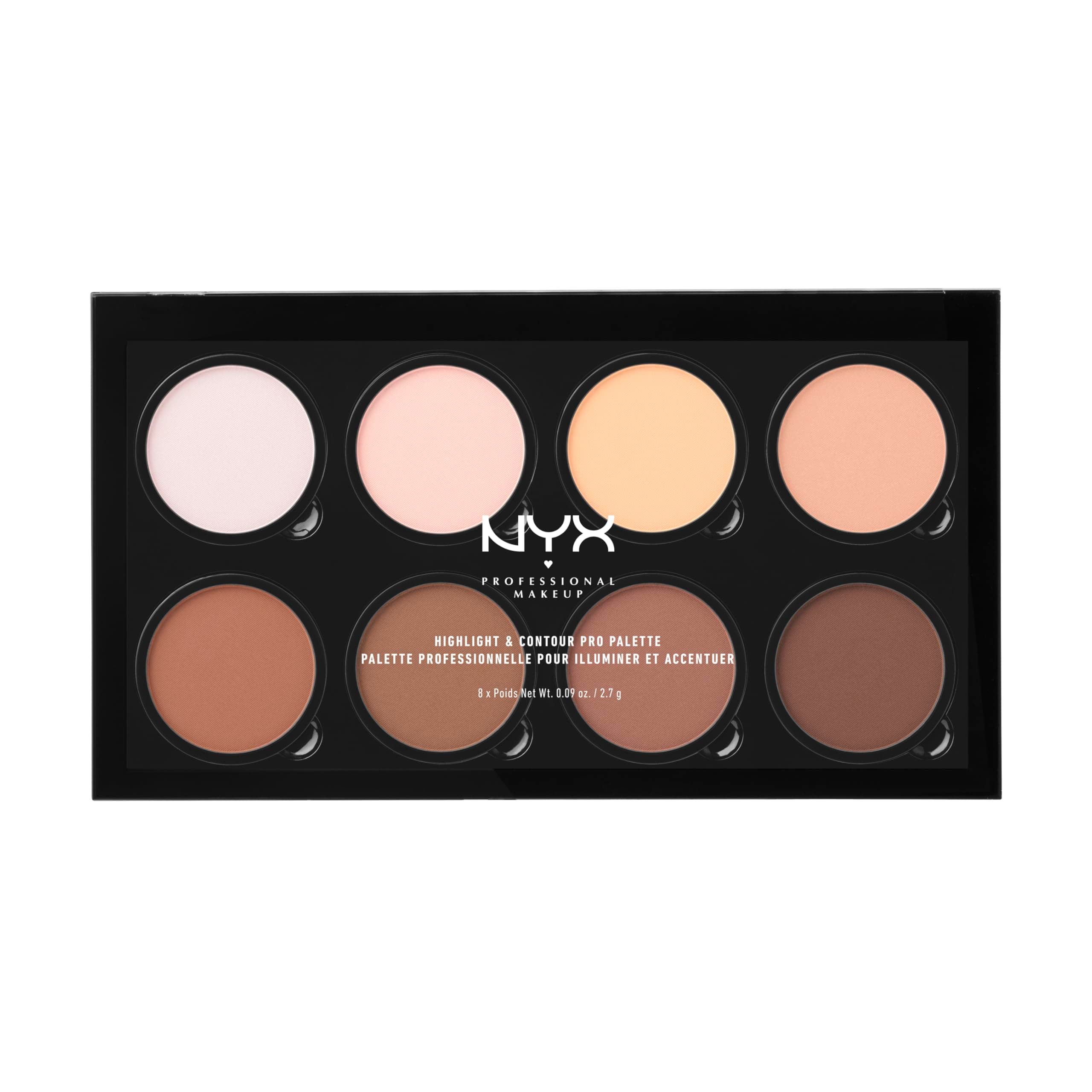 Nyx Professional Makeup Long Lasting Highlight and Contour Pro Palette, Matte Finish, 21.6g