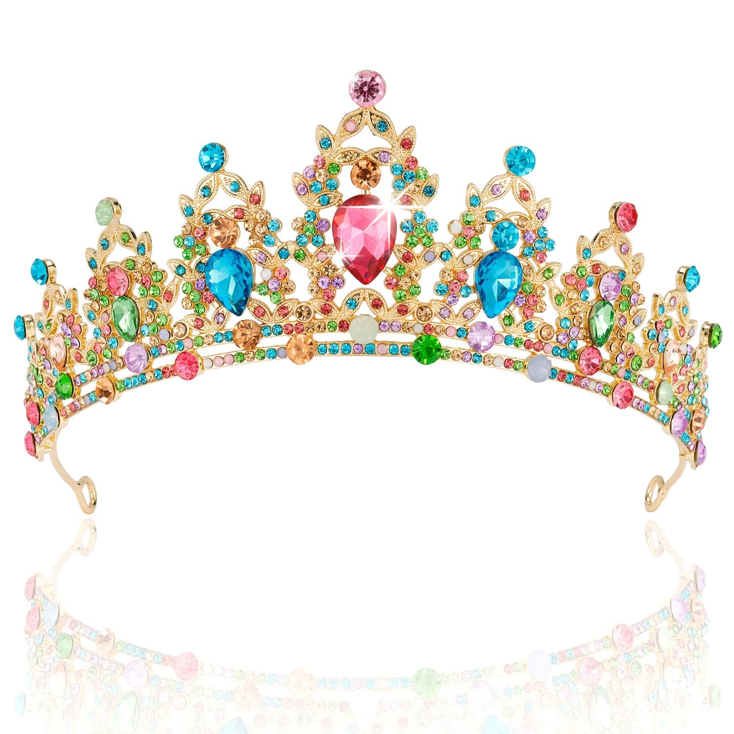 SuPoo Tiaras for Women Colorful Birthday Crown Queen Birthday Tiara Crystal Headband Rhinestone Shiny Princess Party Decoration for Wedding Halloween Prom Christmas Gifts