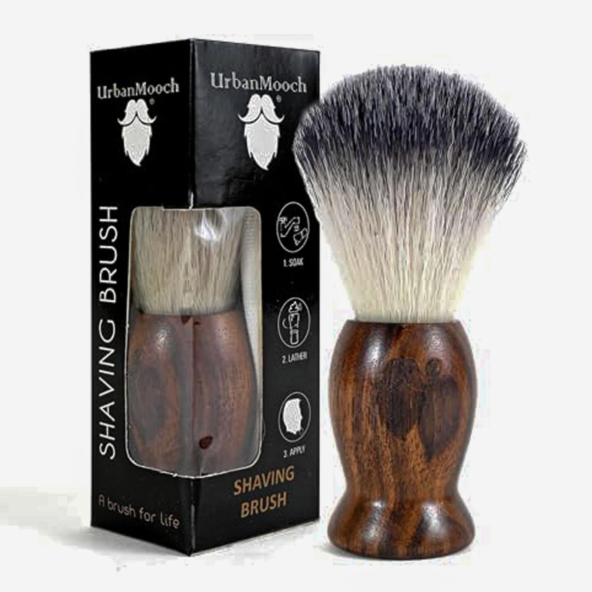 UrbanMooch Shaving Brush for Men | Sheesham Wood Handle with Ultra-Soft Absorbent Bristles | Luxury Imitation Badger Hair Shaving Brush | Soft Shaving Brush for Men Grooming | Hand-Crafted in India