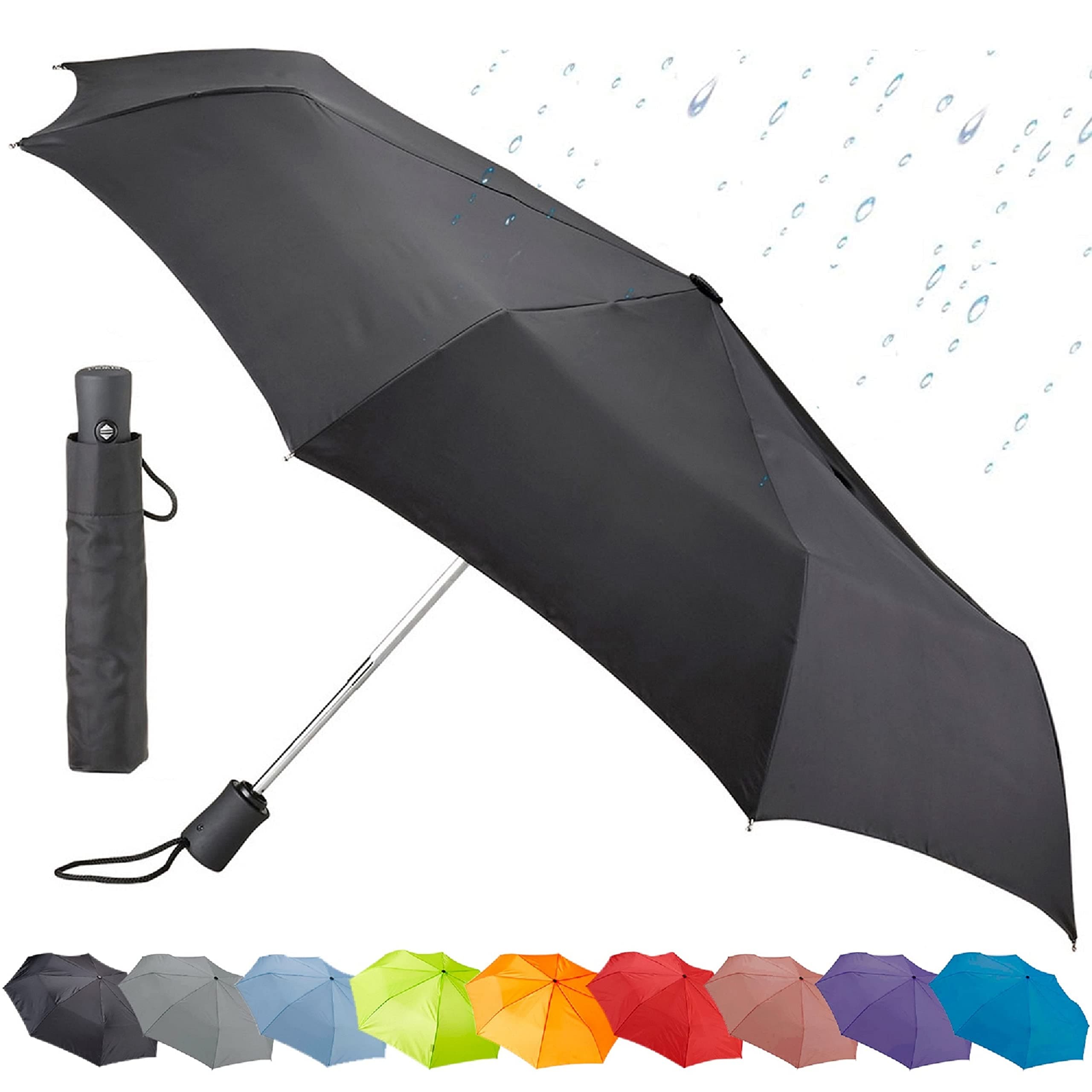 Lewis N. Clark Compact & Lightweight Travel Umbrella Opens & Closes Automatically, Black, One Size