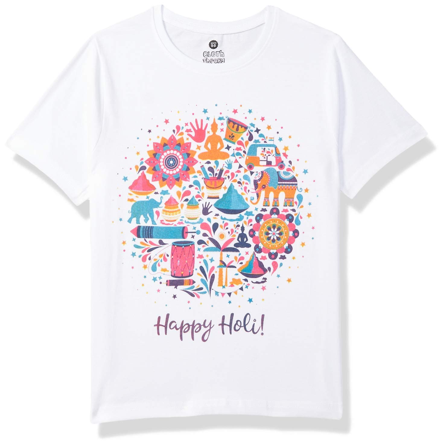 Cloth Theory Boy's Holi T-Shirt (CTHOB007_White7 12-13 Years)