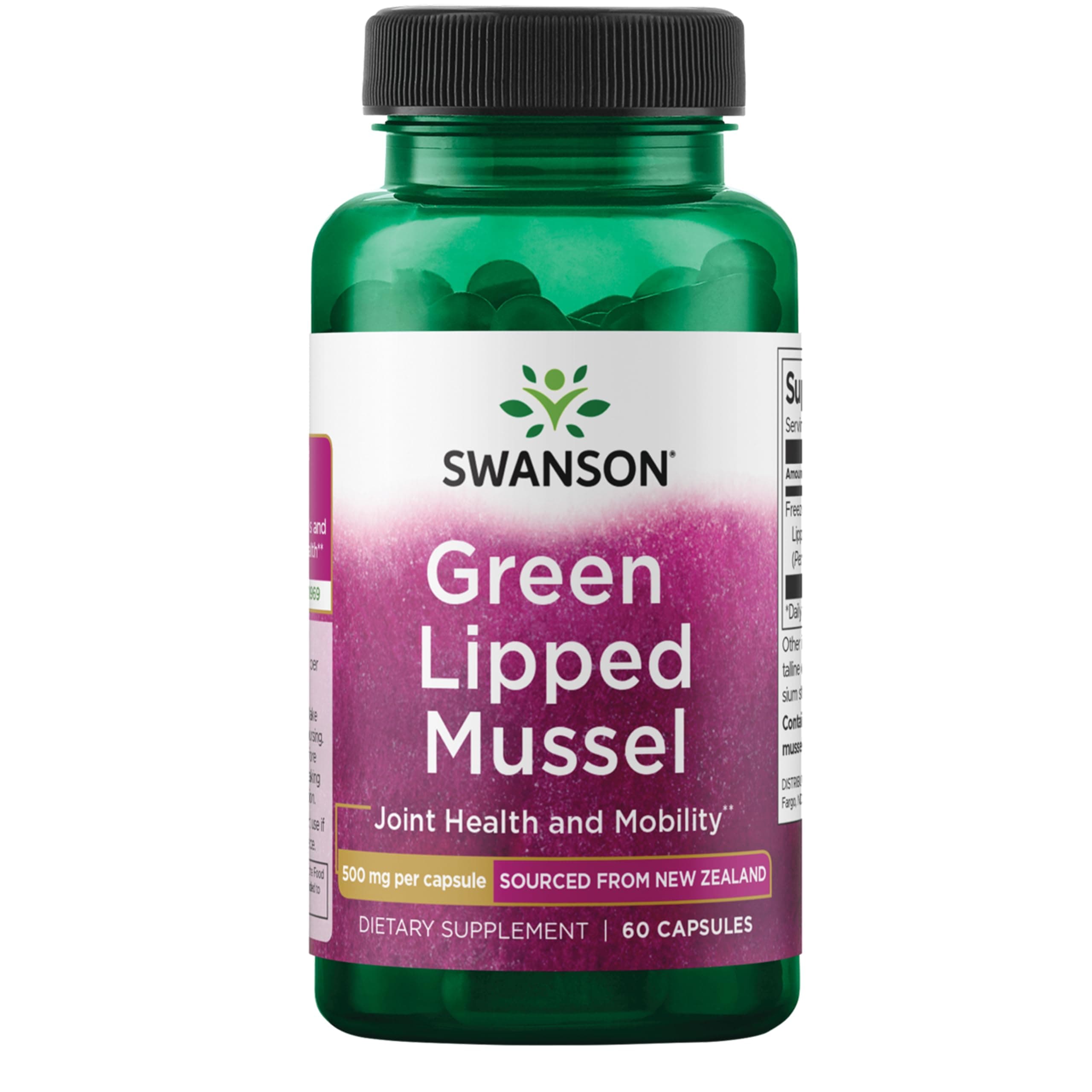 Swanson New Zealand Green Lipped Mussel 500 mg 60 Caps 1 Pack by Swanson