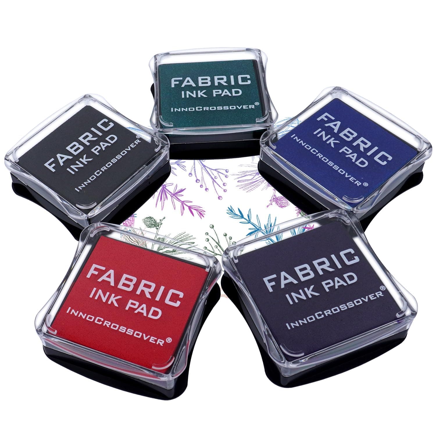 Best Stamp Fabric Ink Pad Stamps Set, 5 Colors Non-Toxic Pigment Ink Pad for Stamps, Wood, Fabric and Paper Surface.