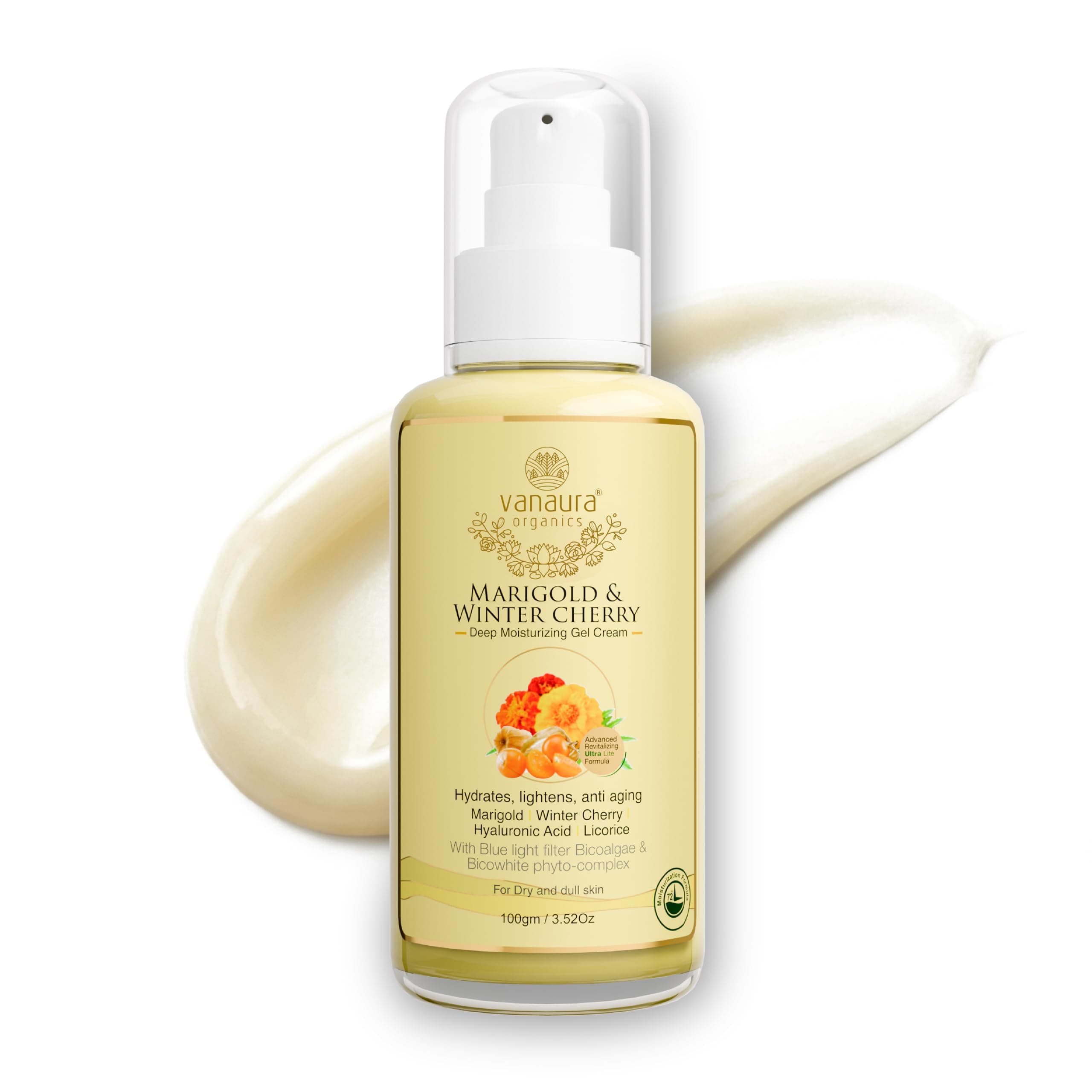 Vanaura Organics moisturizer for face Marigold and Winter cherry Deep moisturizing gel cream for Dry skin 100 ML