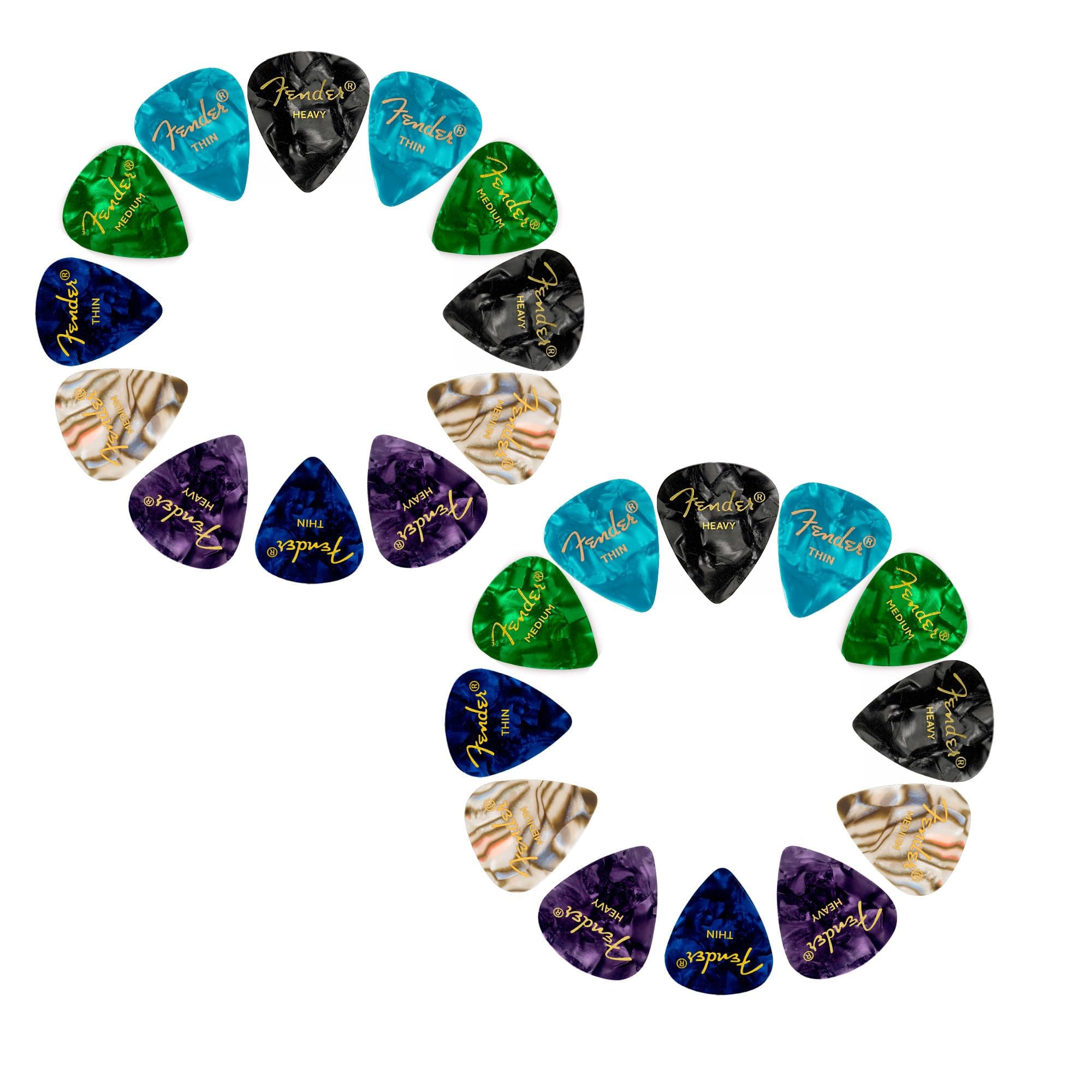 Fender Premium Picks Sampler - 24 Pack Includes Thin, Medium & Heavy Gauges