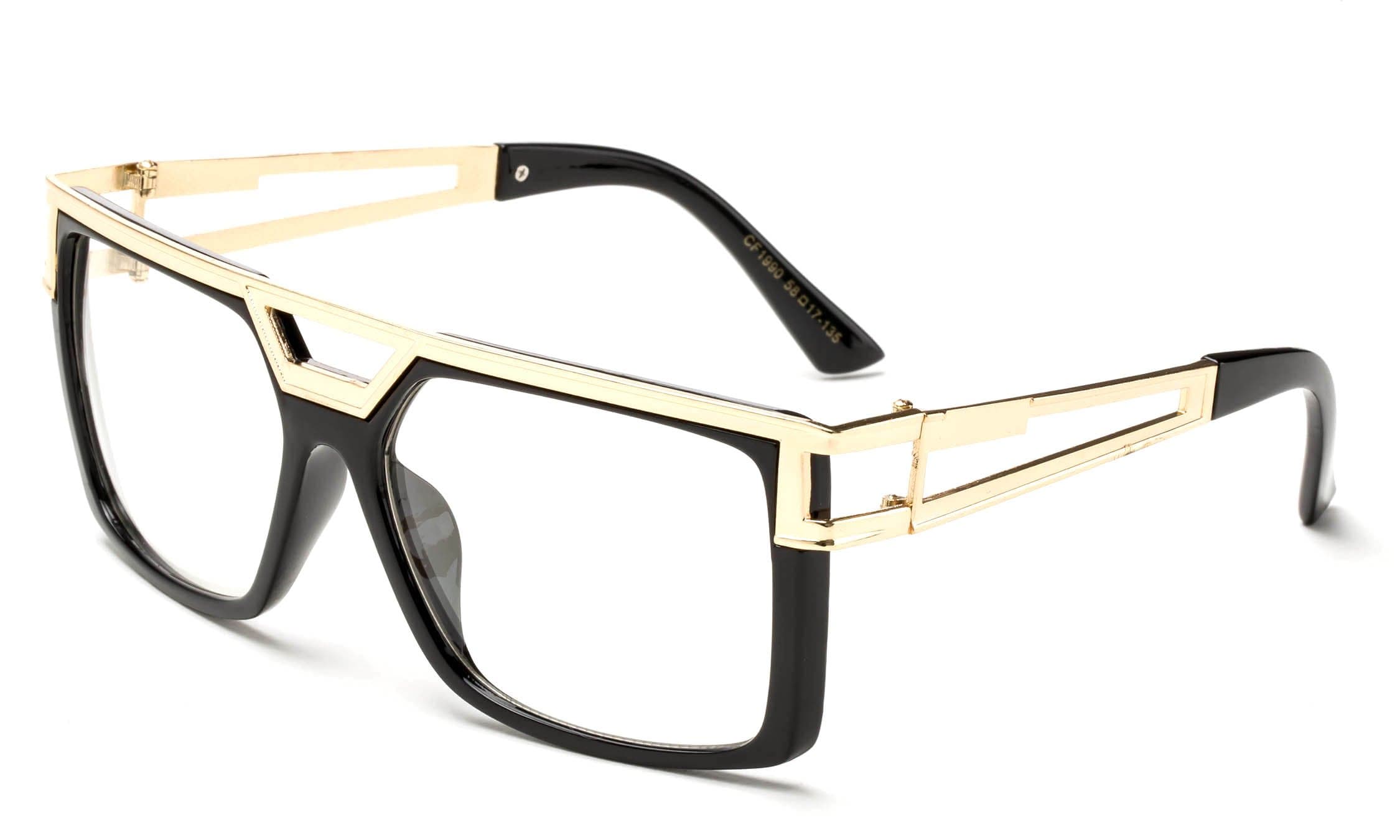 "Rox" Thick Frame Rapper 80's 90's Retro Design Clear Lens Frames