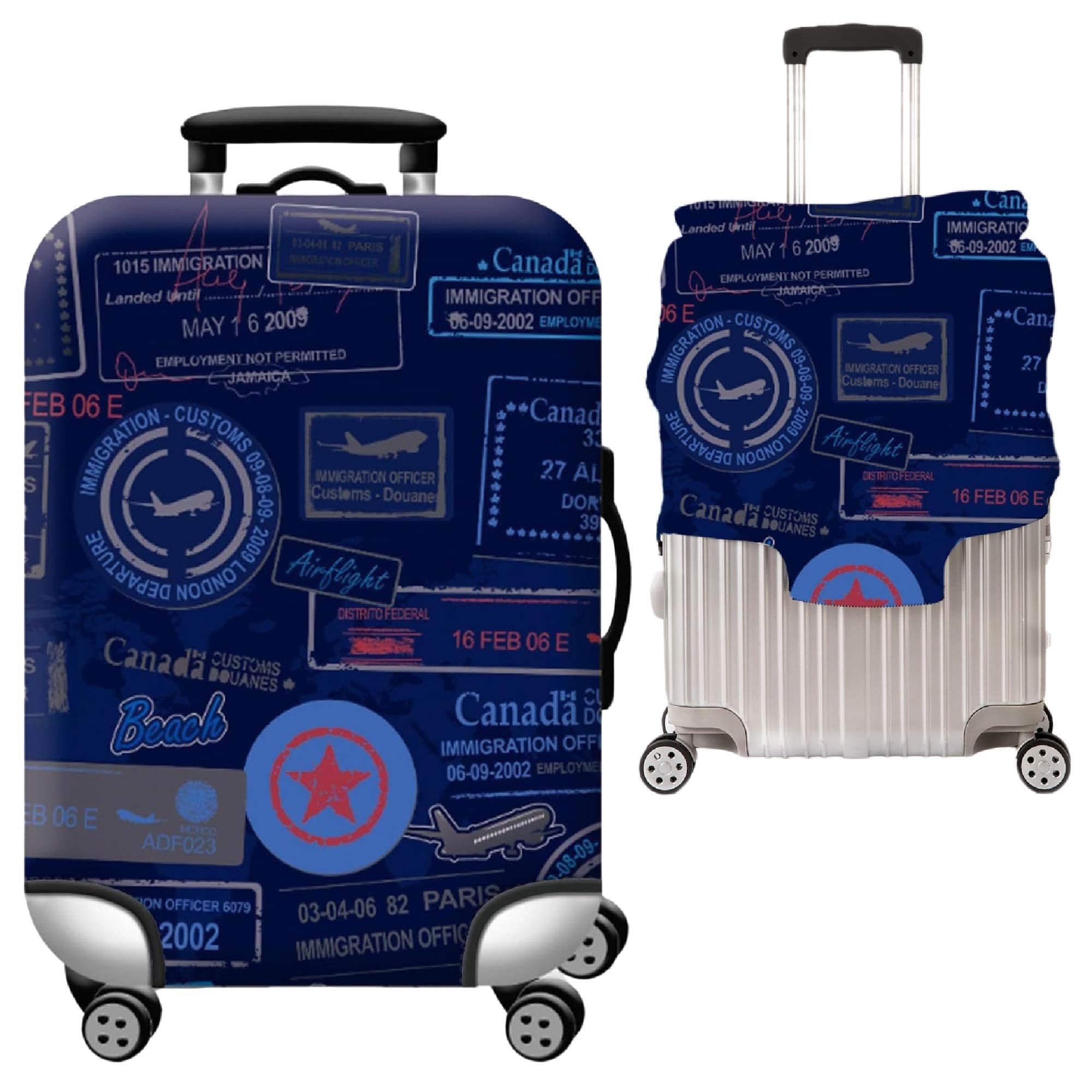 Handcuffs Luggage Cover Trolley Travel Covers, Washable Dust Proof Anti-Scratch Suitcase Protector (Blue, L (27"-30"))