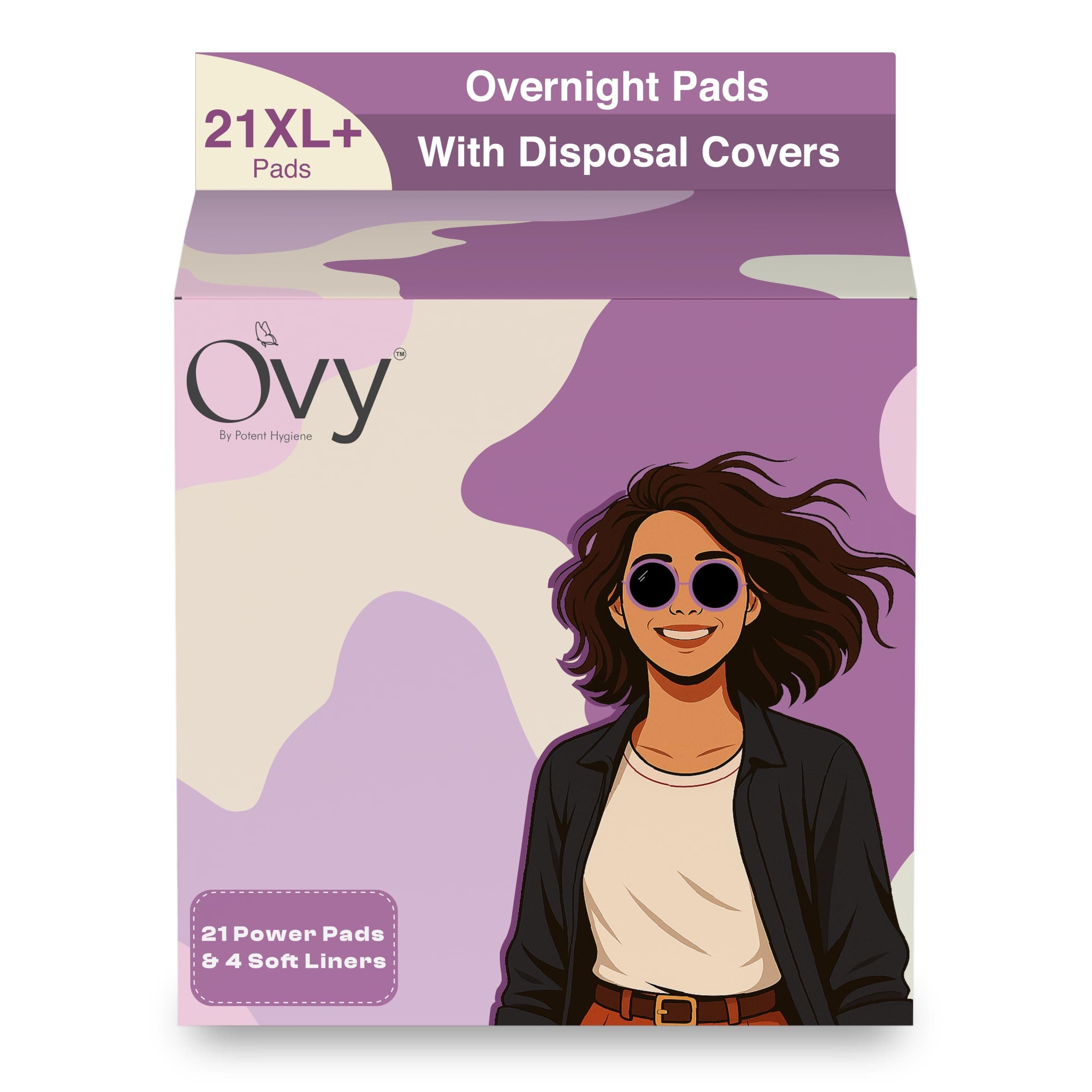 Ovy Organic XL+ Sanitary Pads For Women, Very Heavy Flow, 21 Pads, 4 Liners