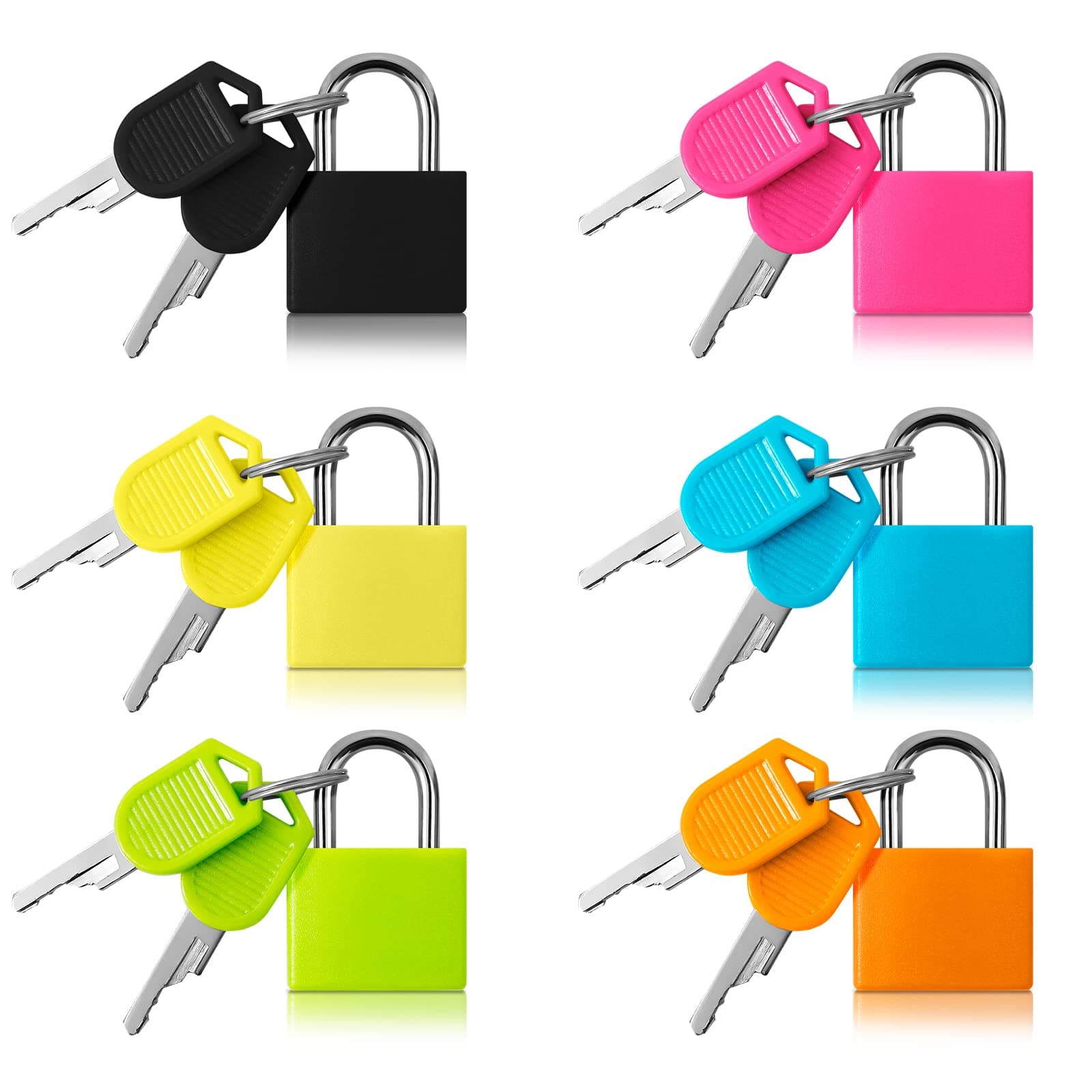 Luggage Locks, Pack of 6 Padlock with Keys, Small Suitcase Locks, 6 Colours, Suitcase Lock, Small with Key for Luggage, Bag, Travel Suitcase, Locker, Diary