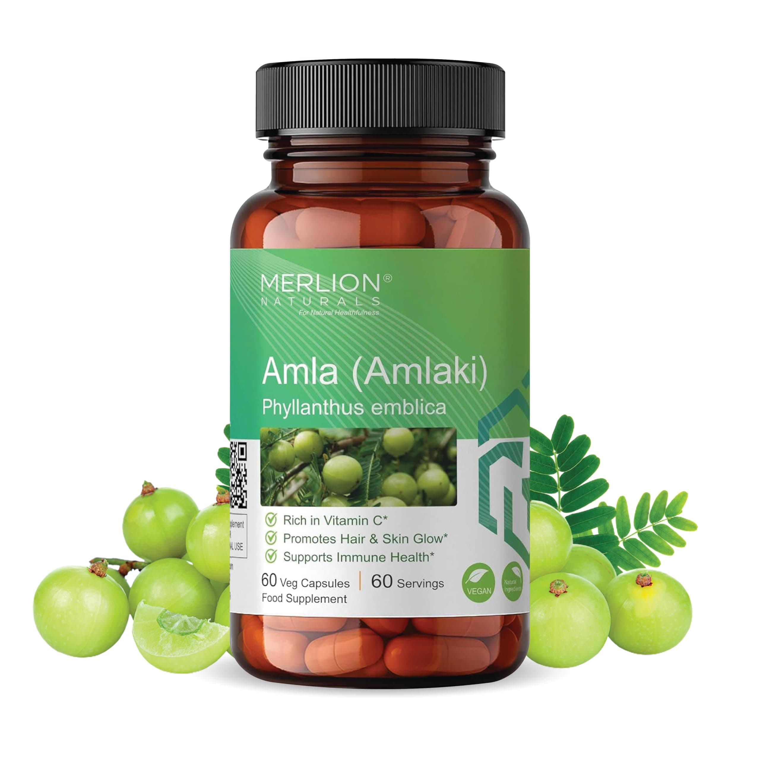 Merlion Naturals Amla (Amlaki) Capsules, Phyllanthus emblica, 600mg (60 Capsules)