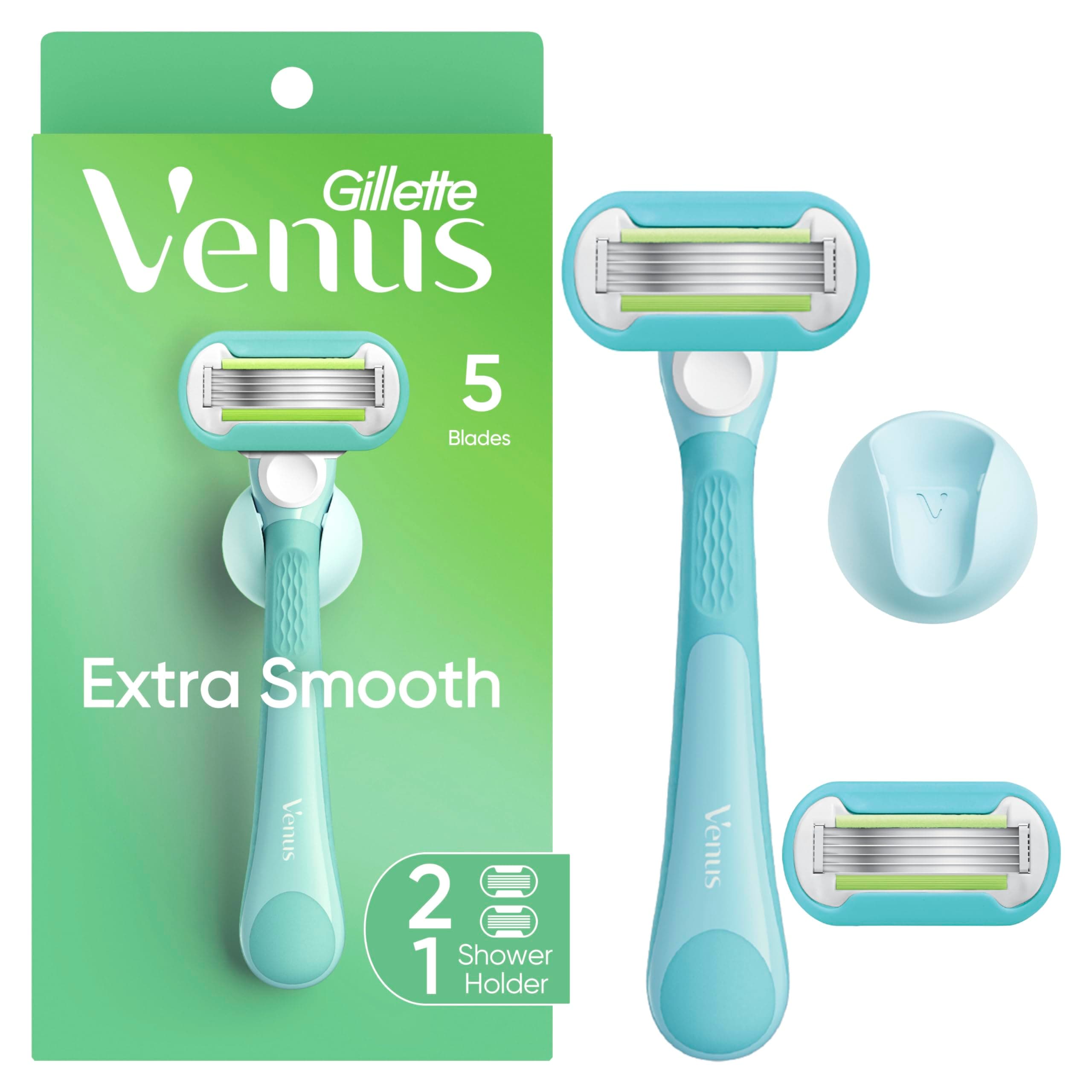 Gillette Venus Embrace Women's Razor with 2 Razor Blade Refills, Green, Womens Razors / Blades